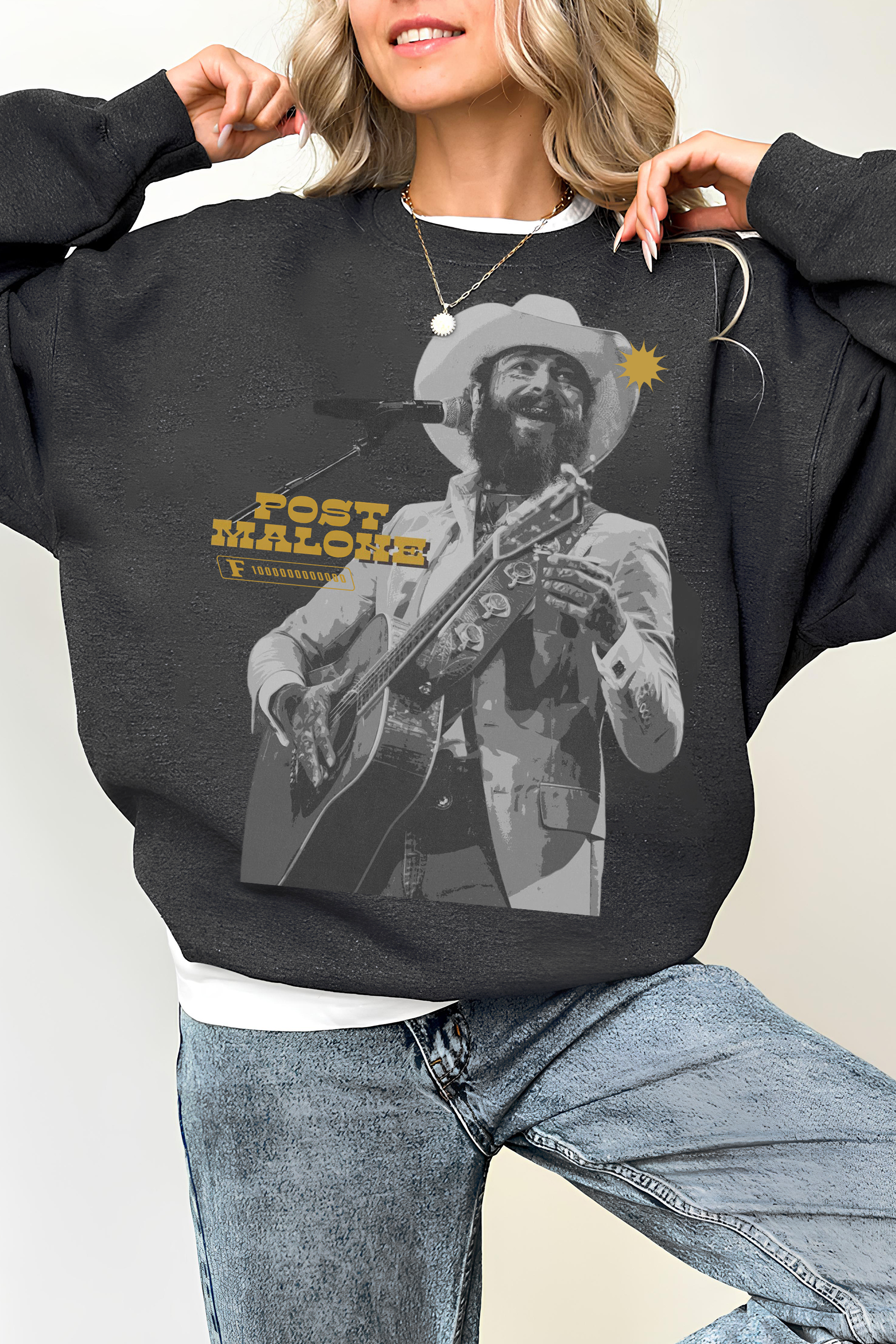 Post Malone Vintage Country Music Album Fleece Sweatshirt For Women