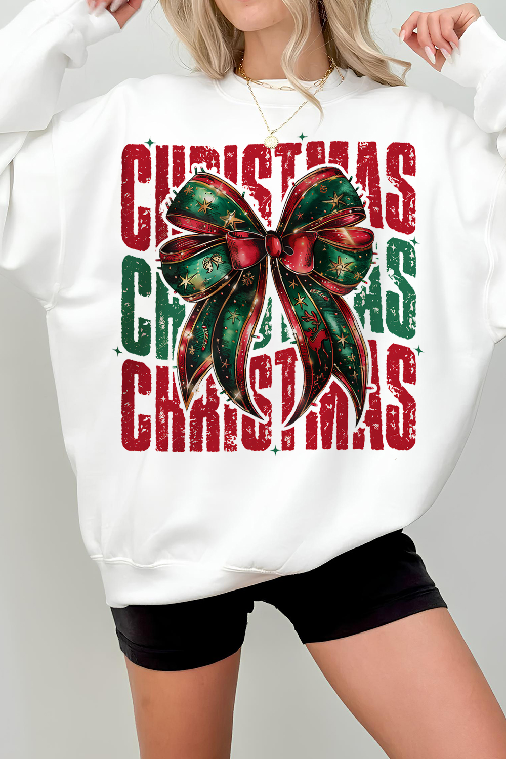 Coquette Bow Christmas Sweatshirt For Women