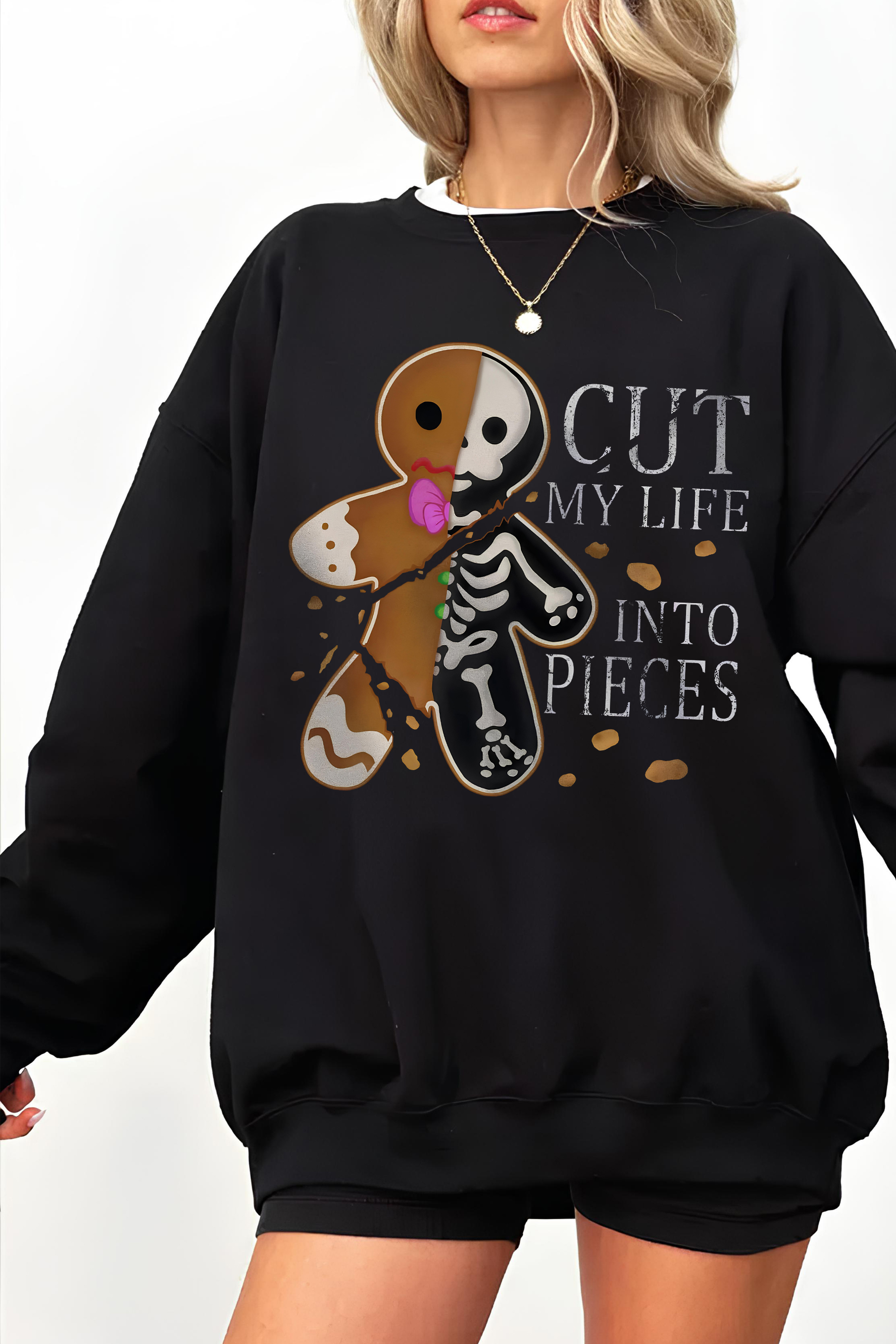 Cut My Life Into Pieces Gingerbread Christmas  Fleece Sweatshirt For Women