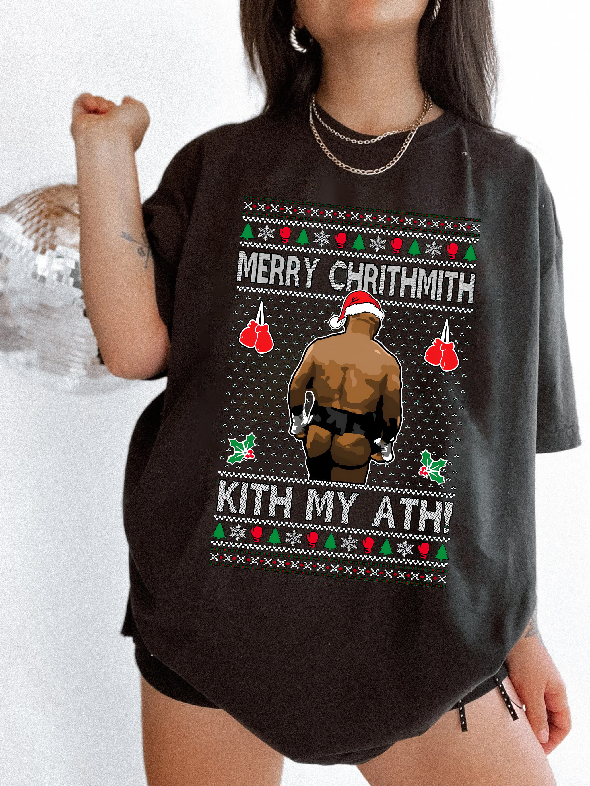 Merry Chrithmith Kith My Ath Fleece Tshirts For Women