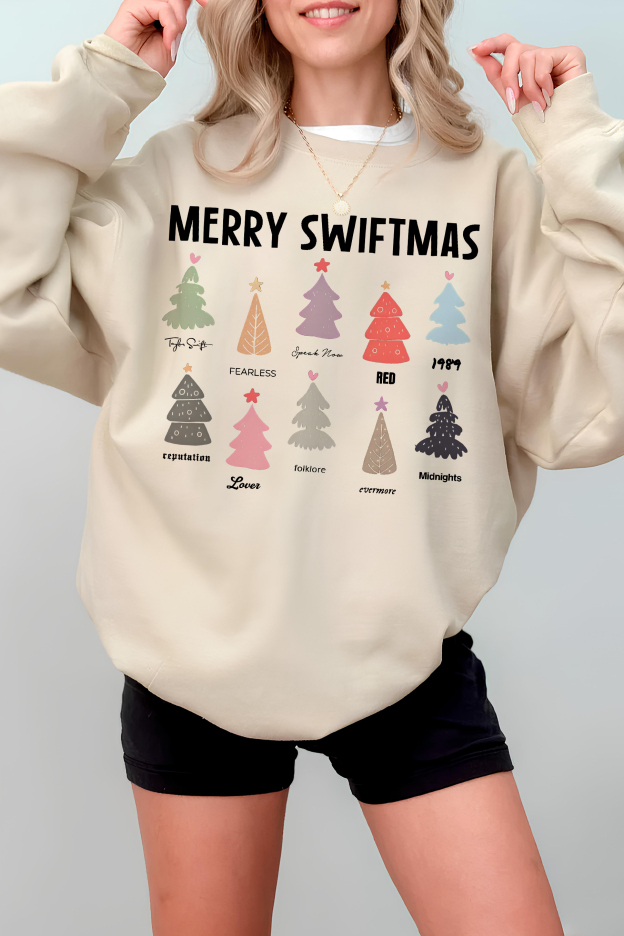 Merry Swiftmas Christmas Tree  Fleece Sweatshirt For Women