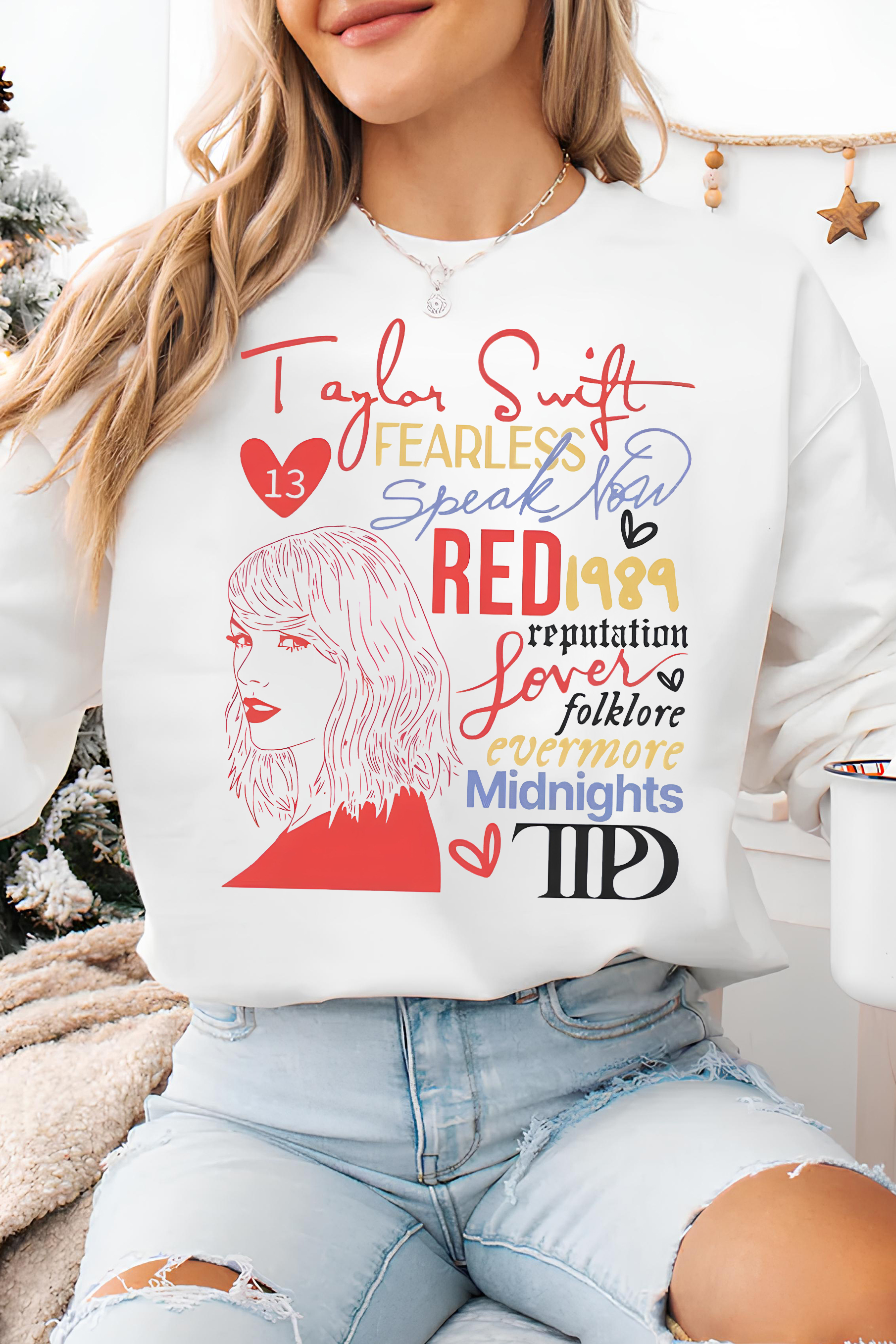 Swift Album Era Red 1989 Folklore Lover  Fleece Sweatshirt For Women