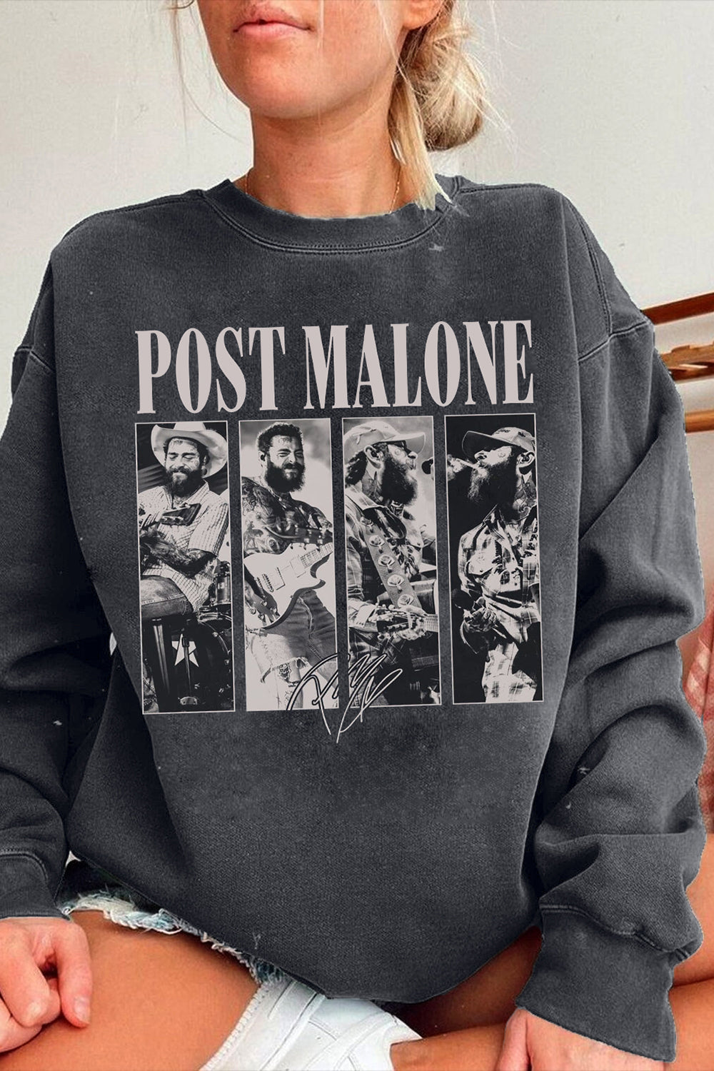 Vintage Posty Malone Music The Album Graphic Sweatshirt For Women