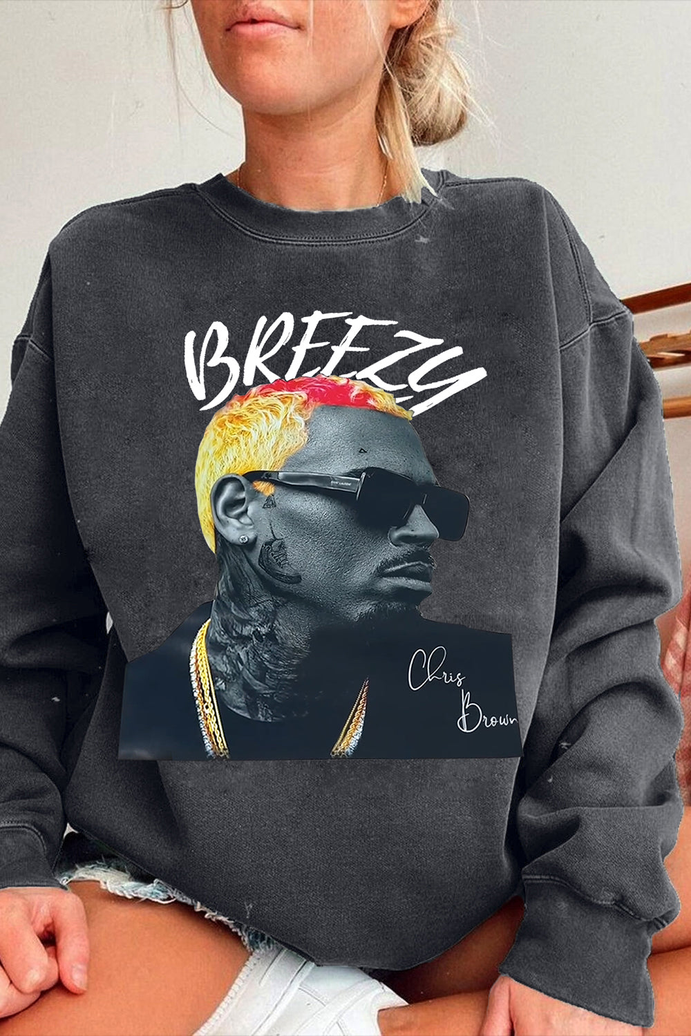 Breezy Album Chris Brown Fleece Sweatshirt For Women