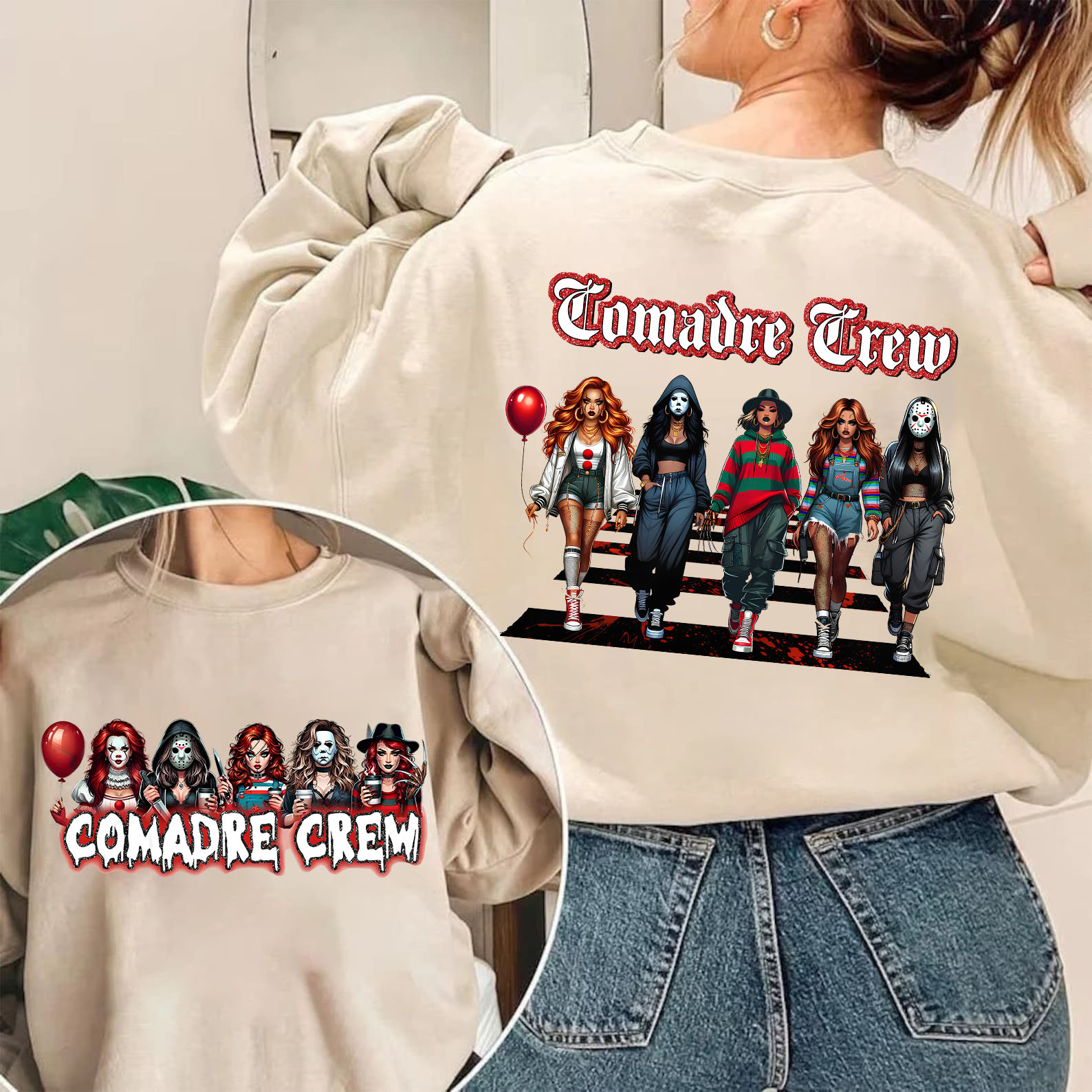 Comadre Crew Horror Thuglife Sweatshirt For Women