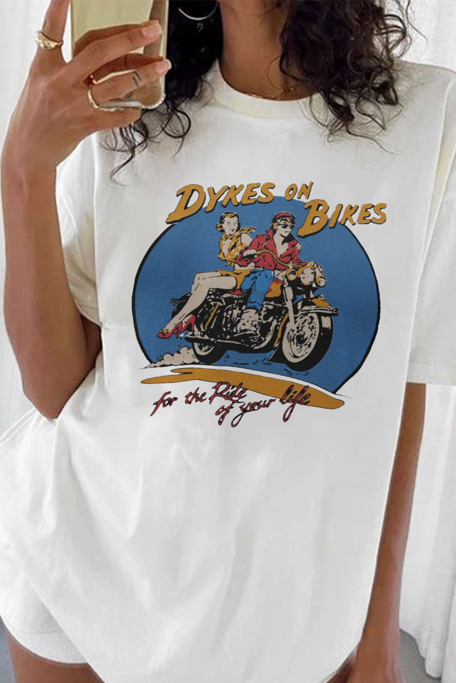 Dykes on Bikes Lesbian Pulp 50's Retro Tee For Women