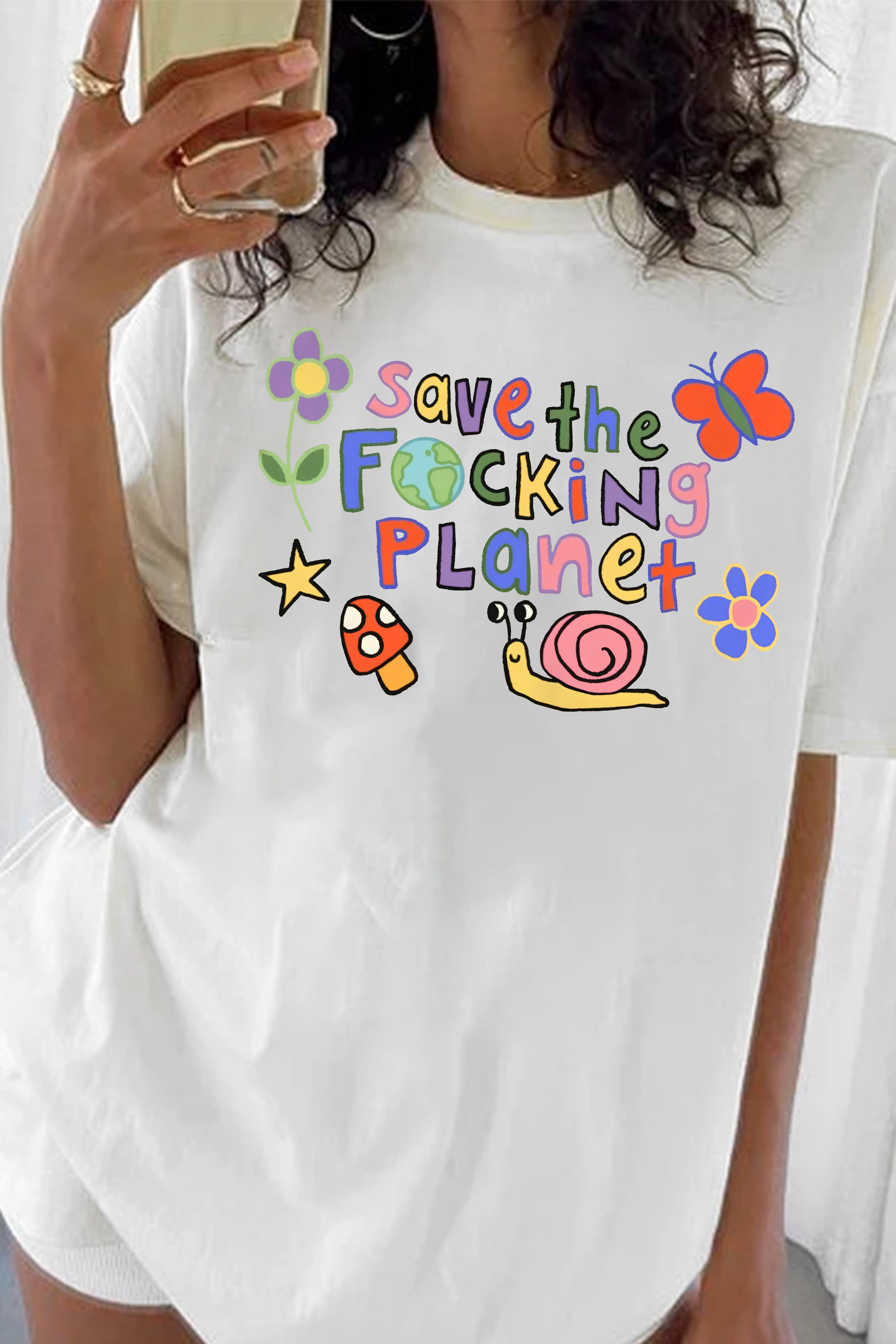 Cute Save the Planet Environmental  Tee For Women