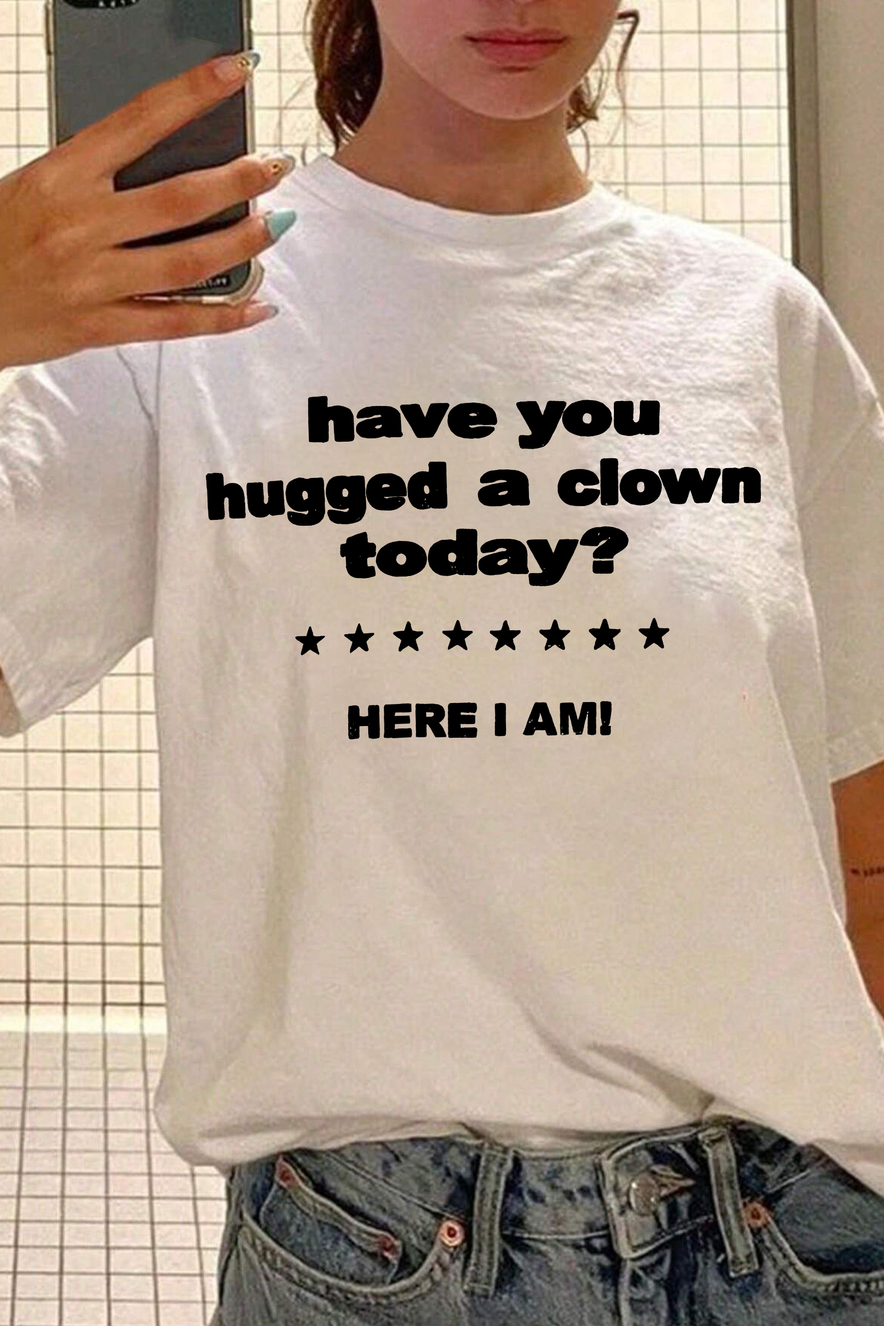 Clown Slogan Tee For Women 