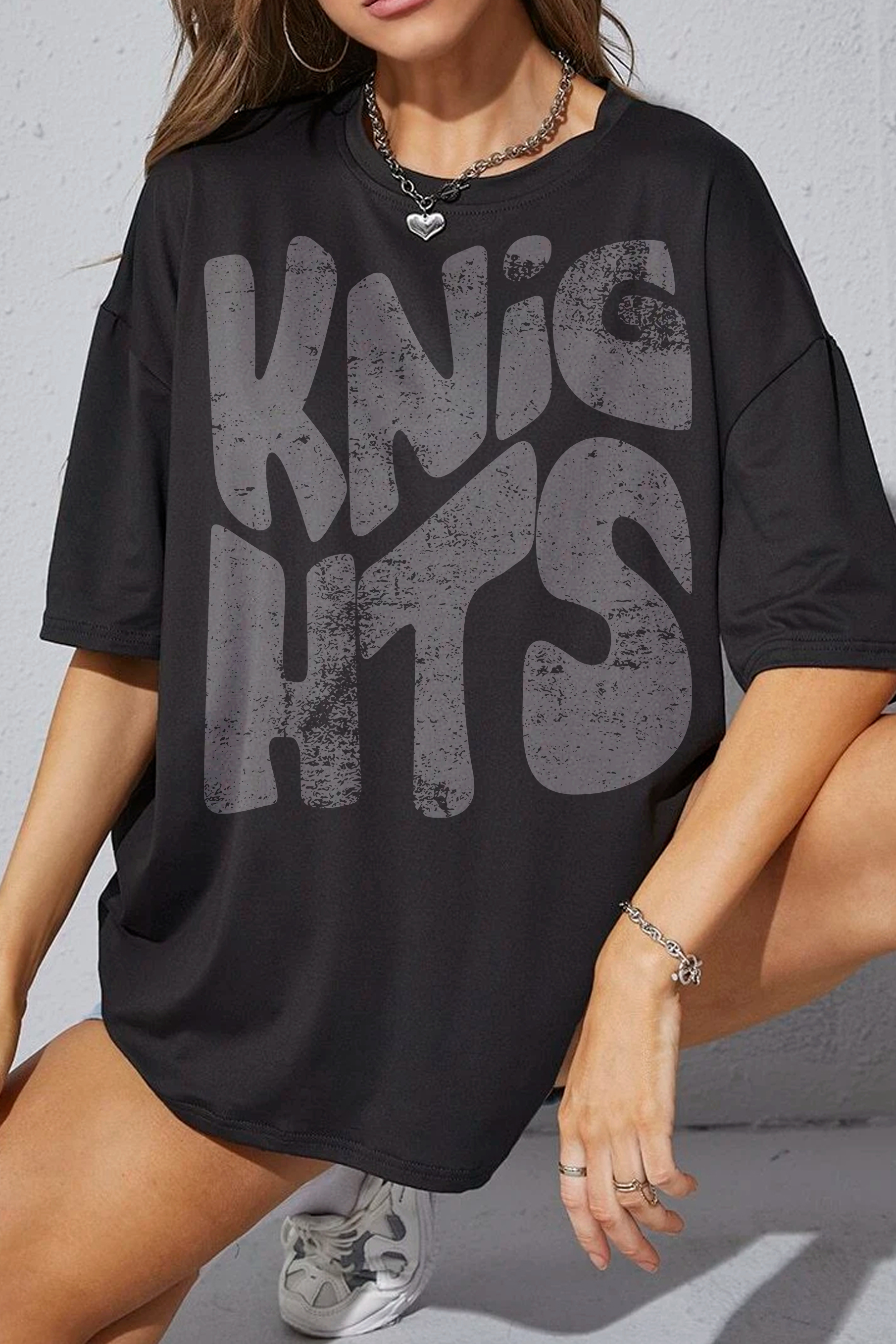 Knights Mascot Grunge Distressed Tee  For Women