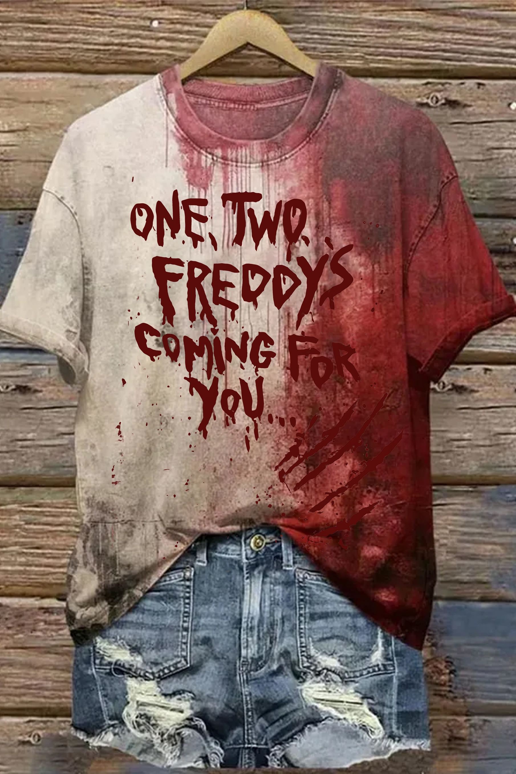 One Two Freddy's Coming For You Blood Tee  For Women