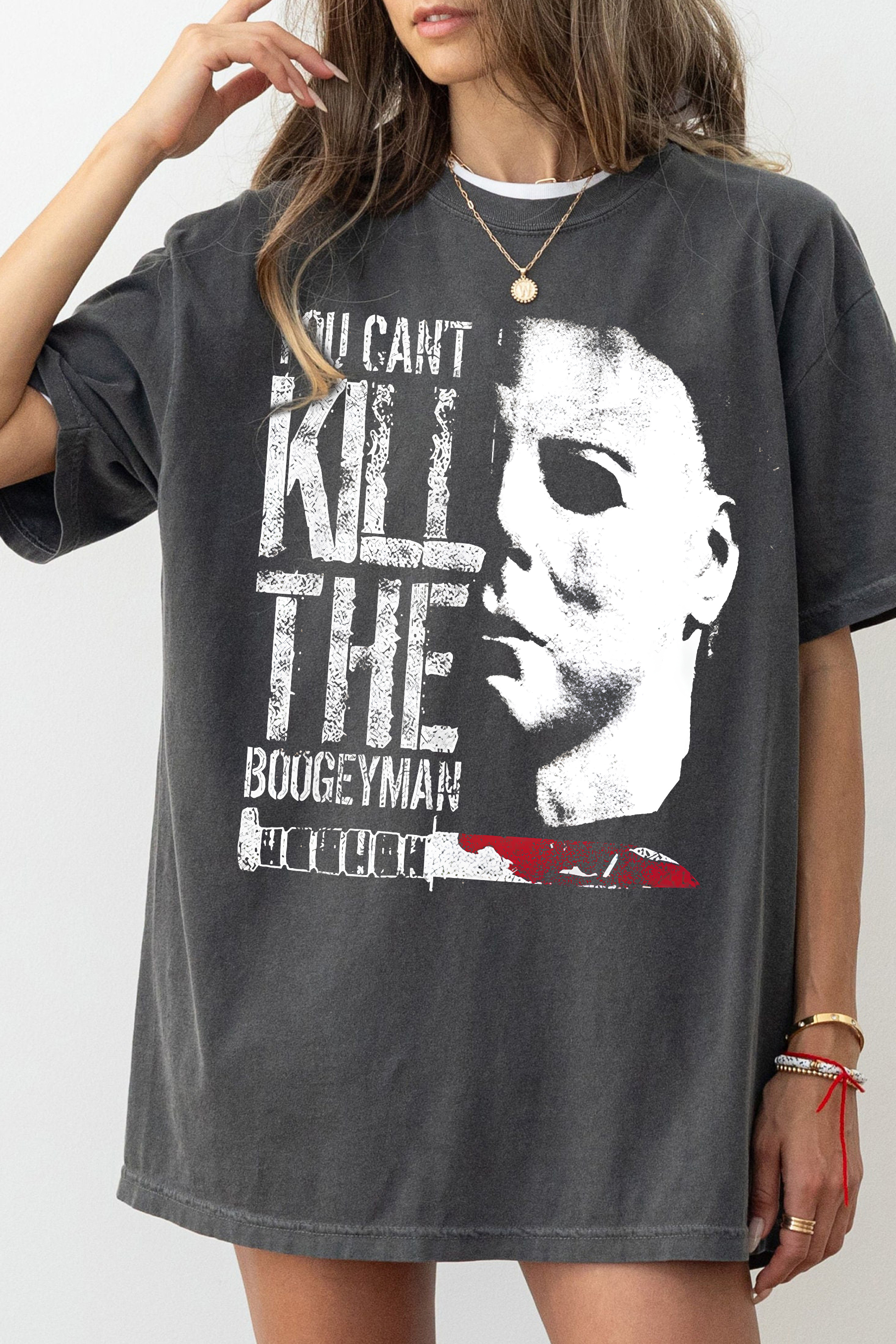You Can't Kill The Boogeyman Myers Horror 90s Halloween  Tee  For Women
