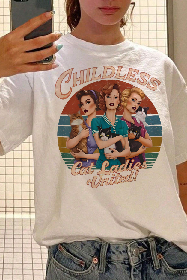 Childless Cat Ladies United The Feline Vote Funny Saying Tee For Women
