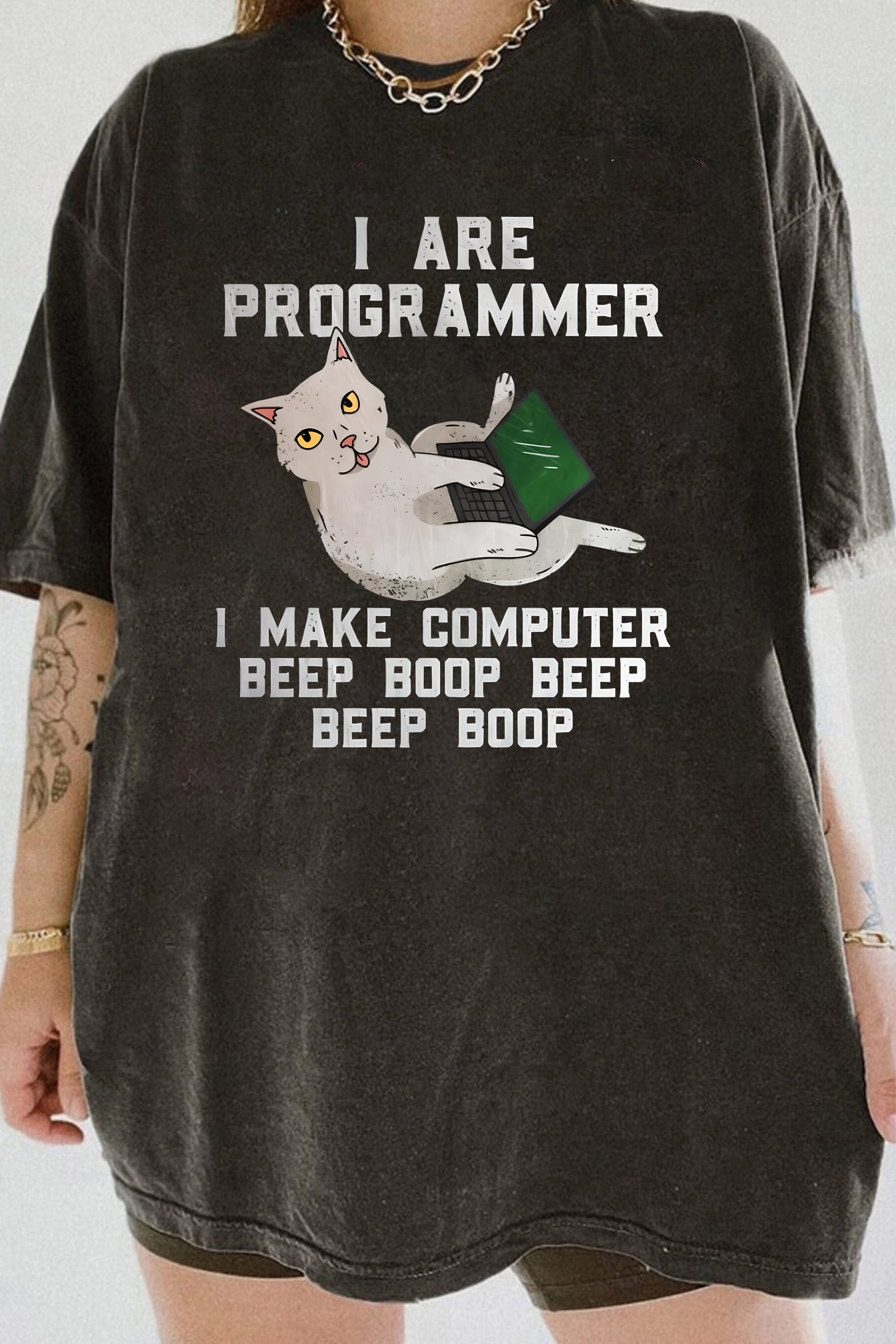 I Programmer Beep Boop  Cat Tee For Women
