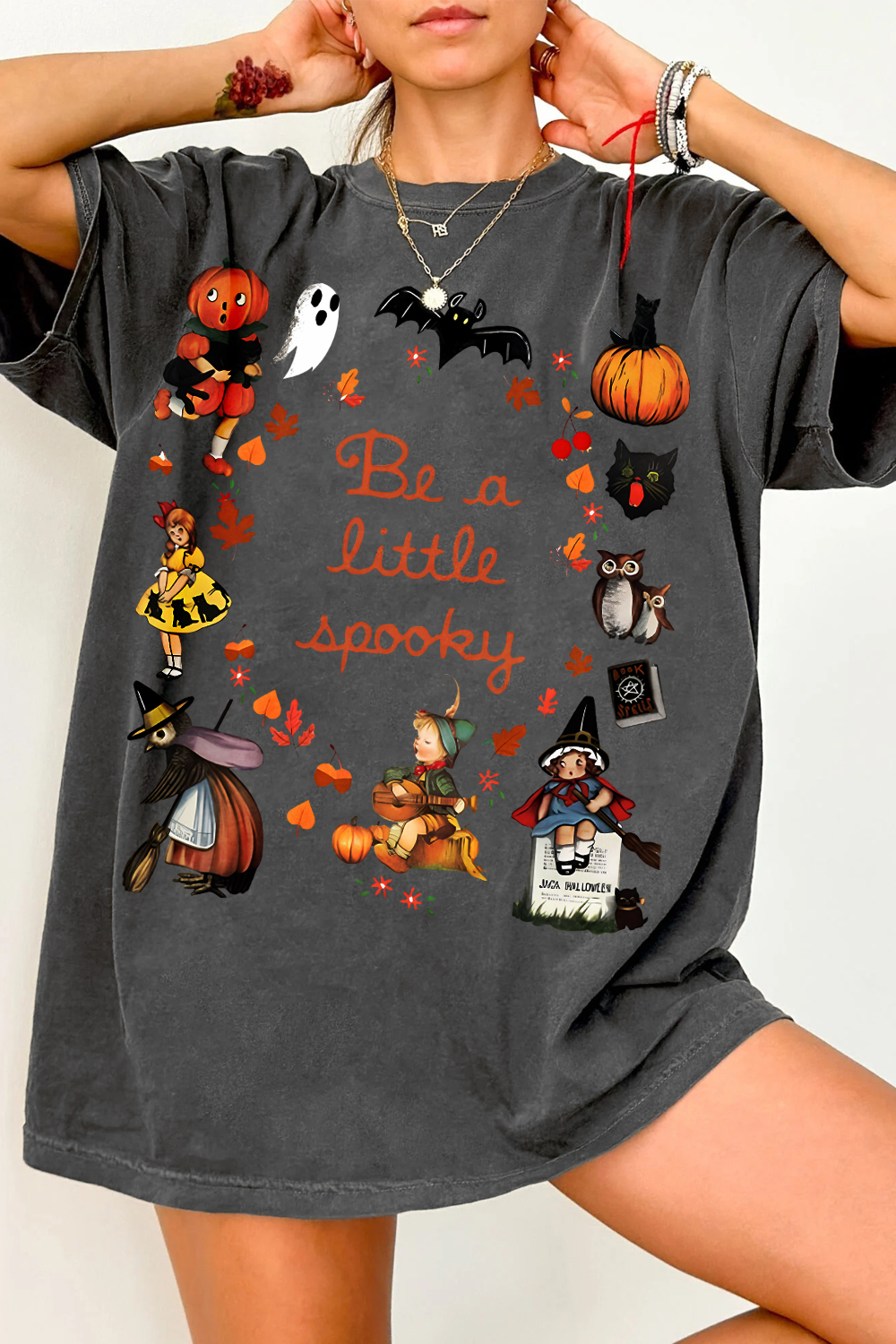 Be a Little Spooky Happly Halloween Vintage Tee For Women  