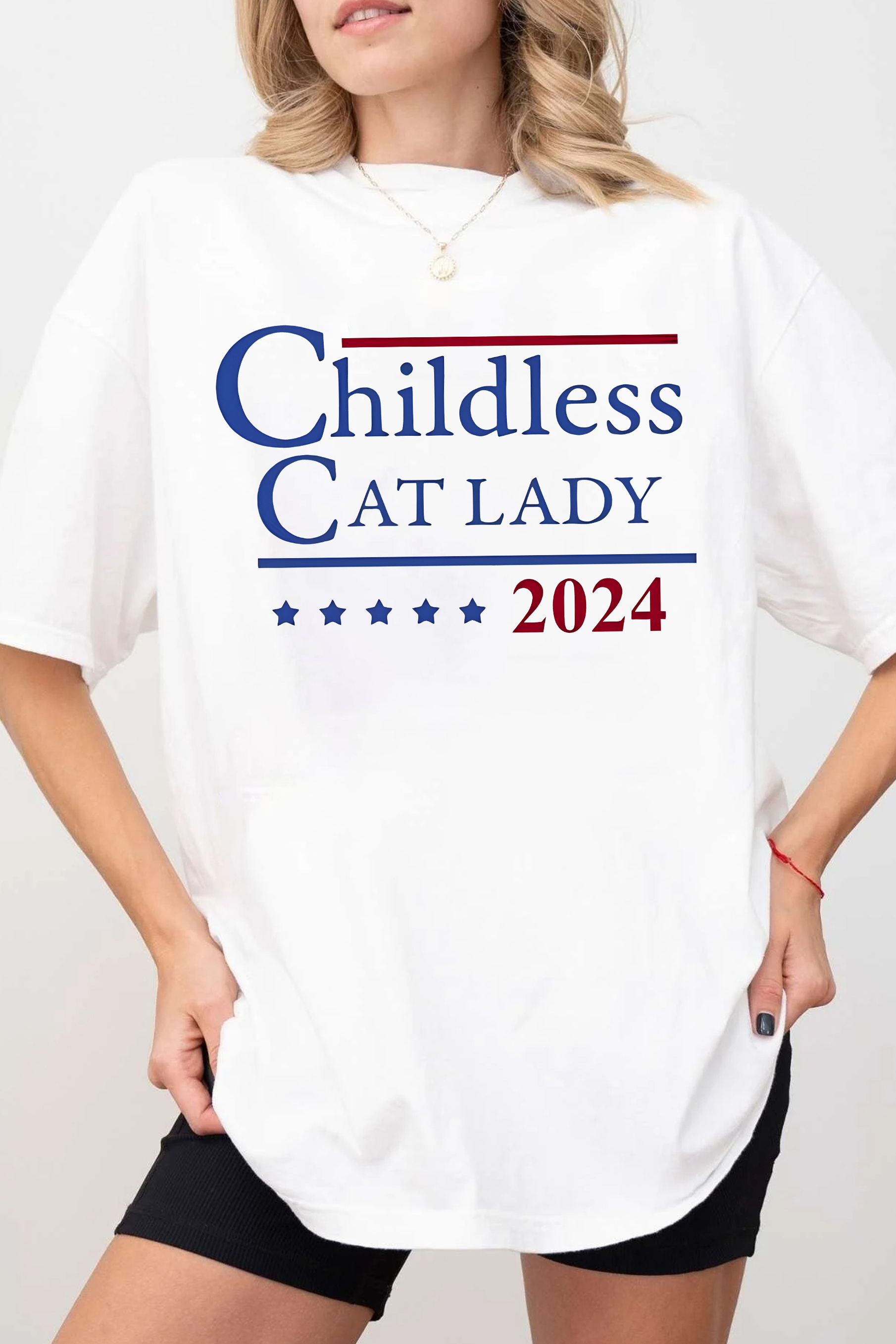 Childless Cat Lady Slogan Tee For Women   