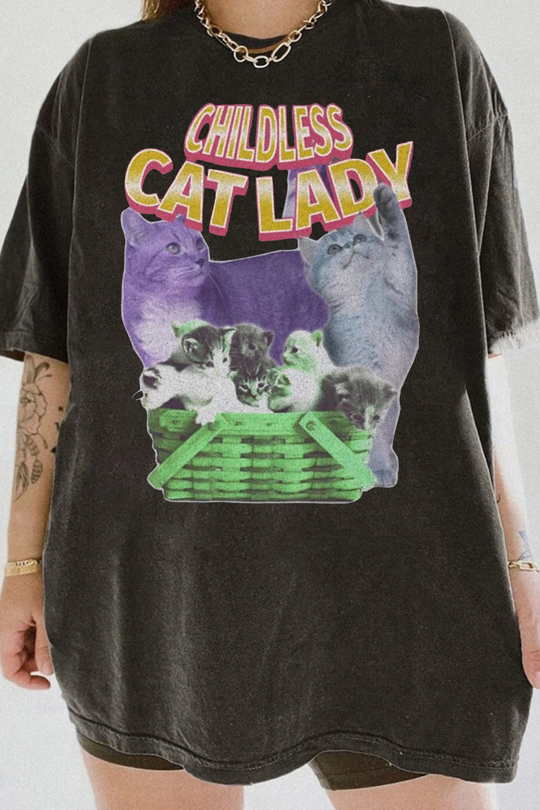 Childless Cat Lady Vintage Tee For Women 