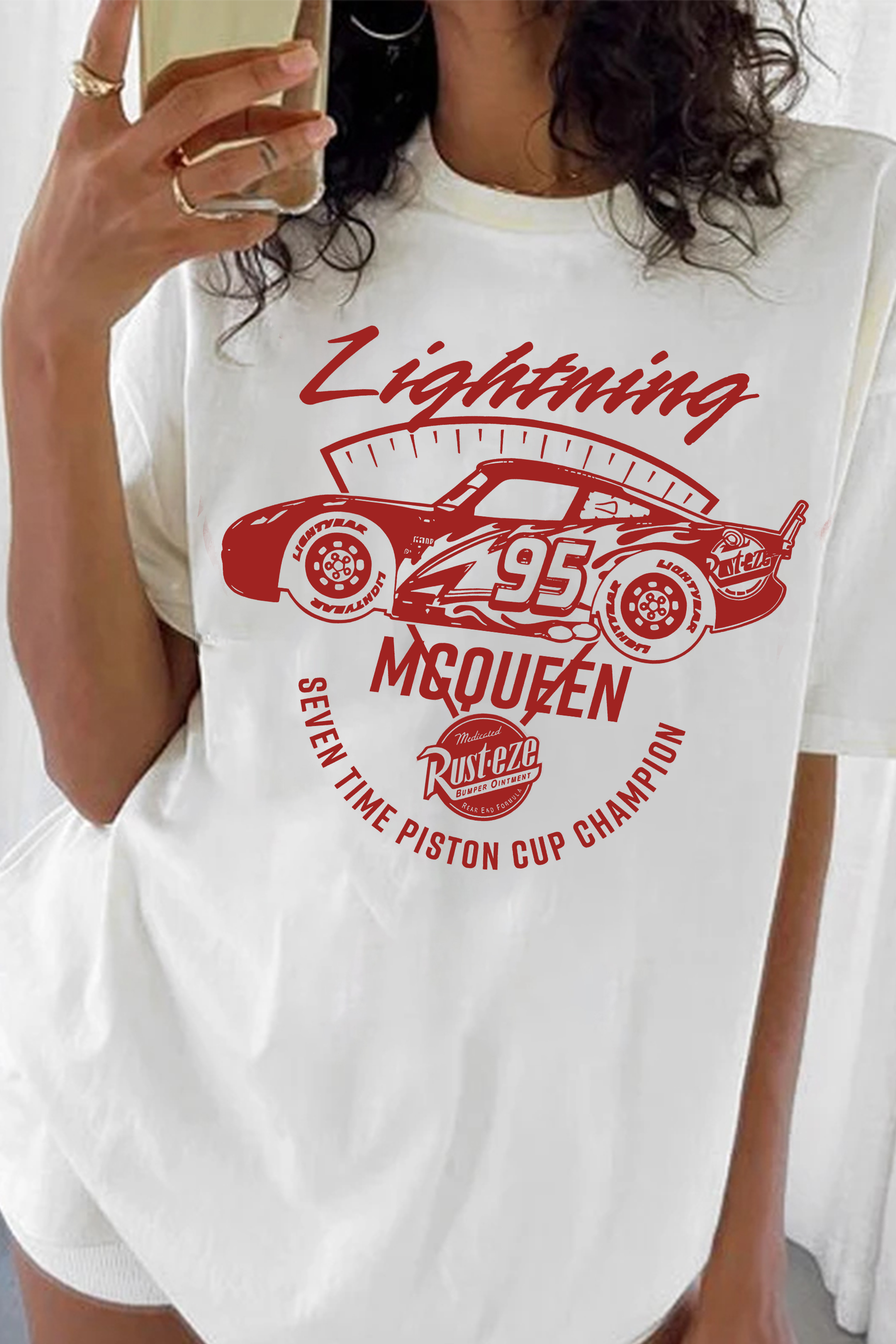 Vintage Cars Racing Lightning  Tee For Women