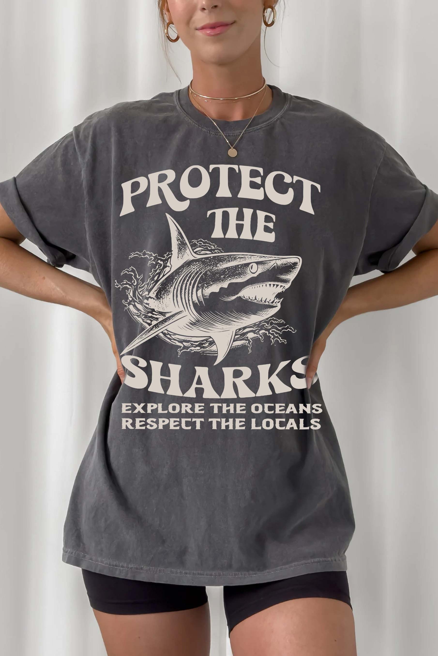 90s Vintage  Shark Tee For Women