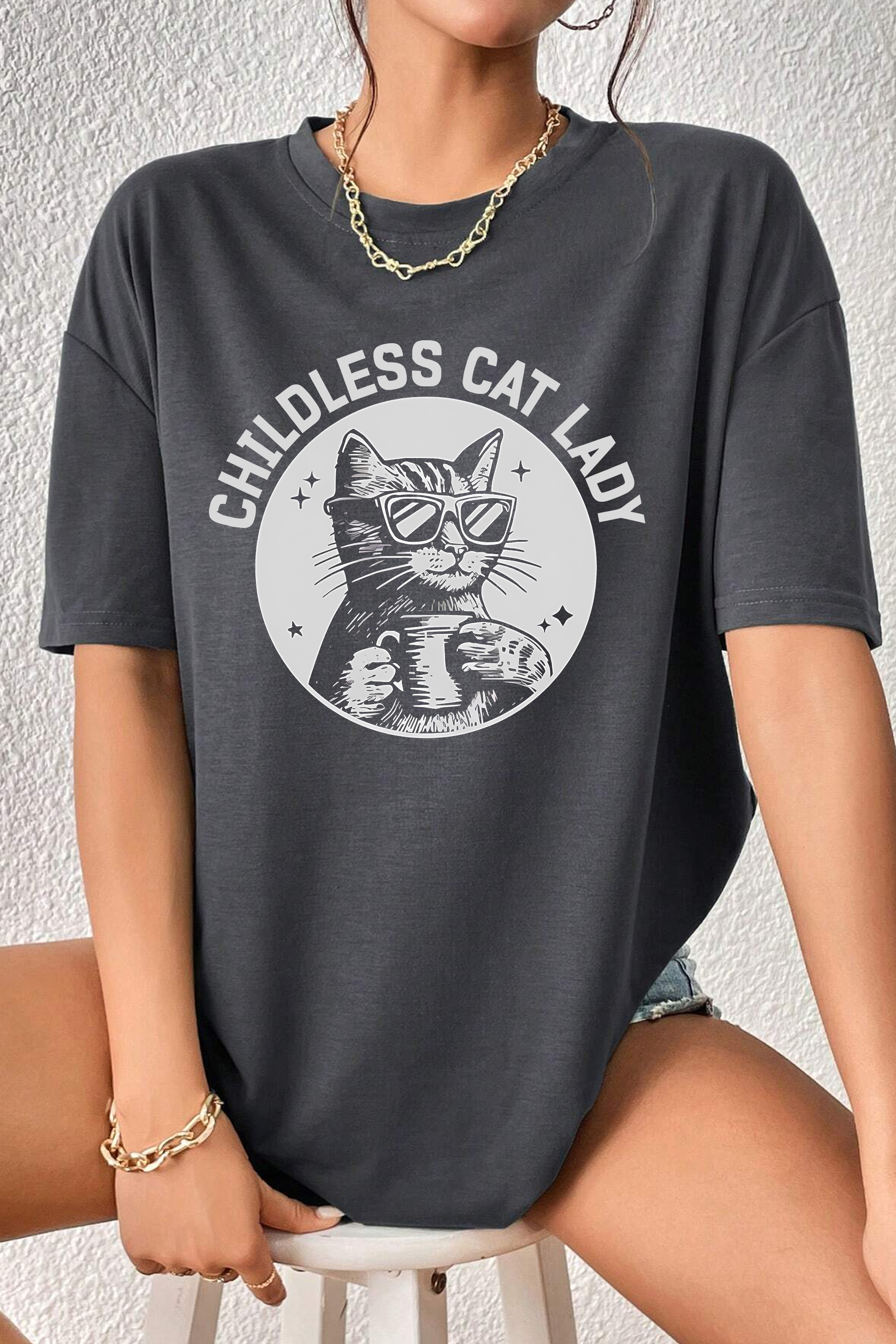 Childless Cat Lady Funny cat Tee For Women 