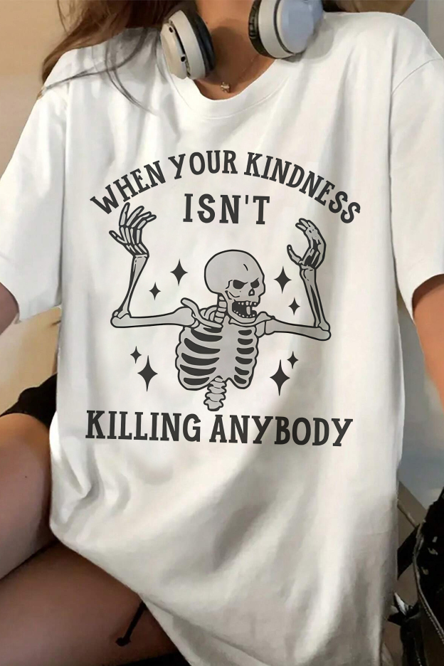 Sarcastic Skeleton Meme Halloween  Tee For Women