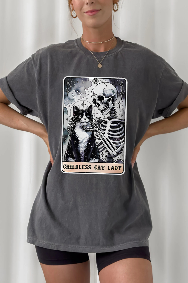 Childless Cat Lady Skeleton Tee For Women