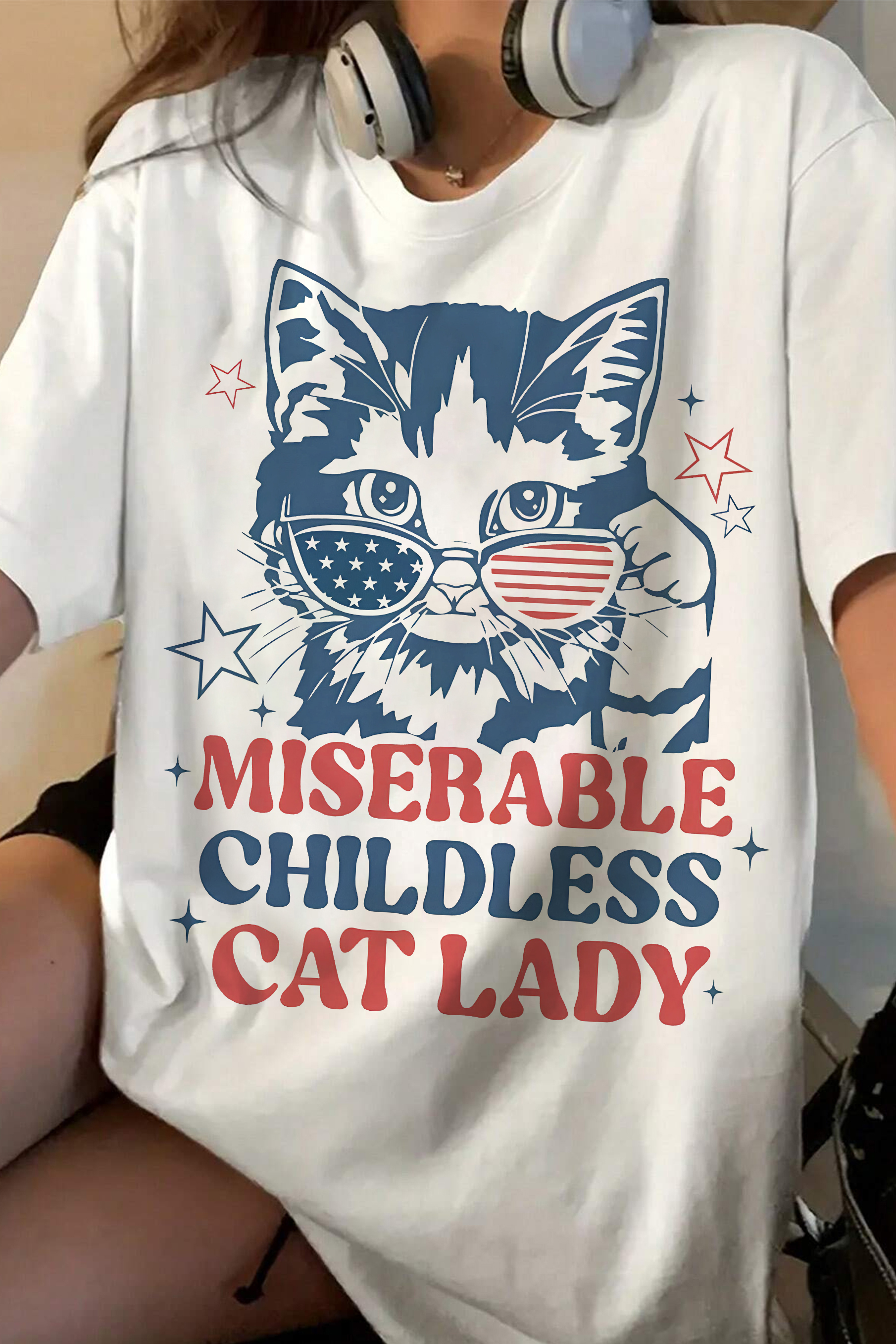 Miserable Childless Cat Lady  Tee For Women 