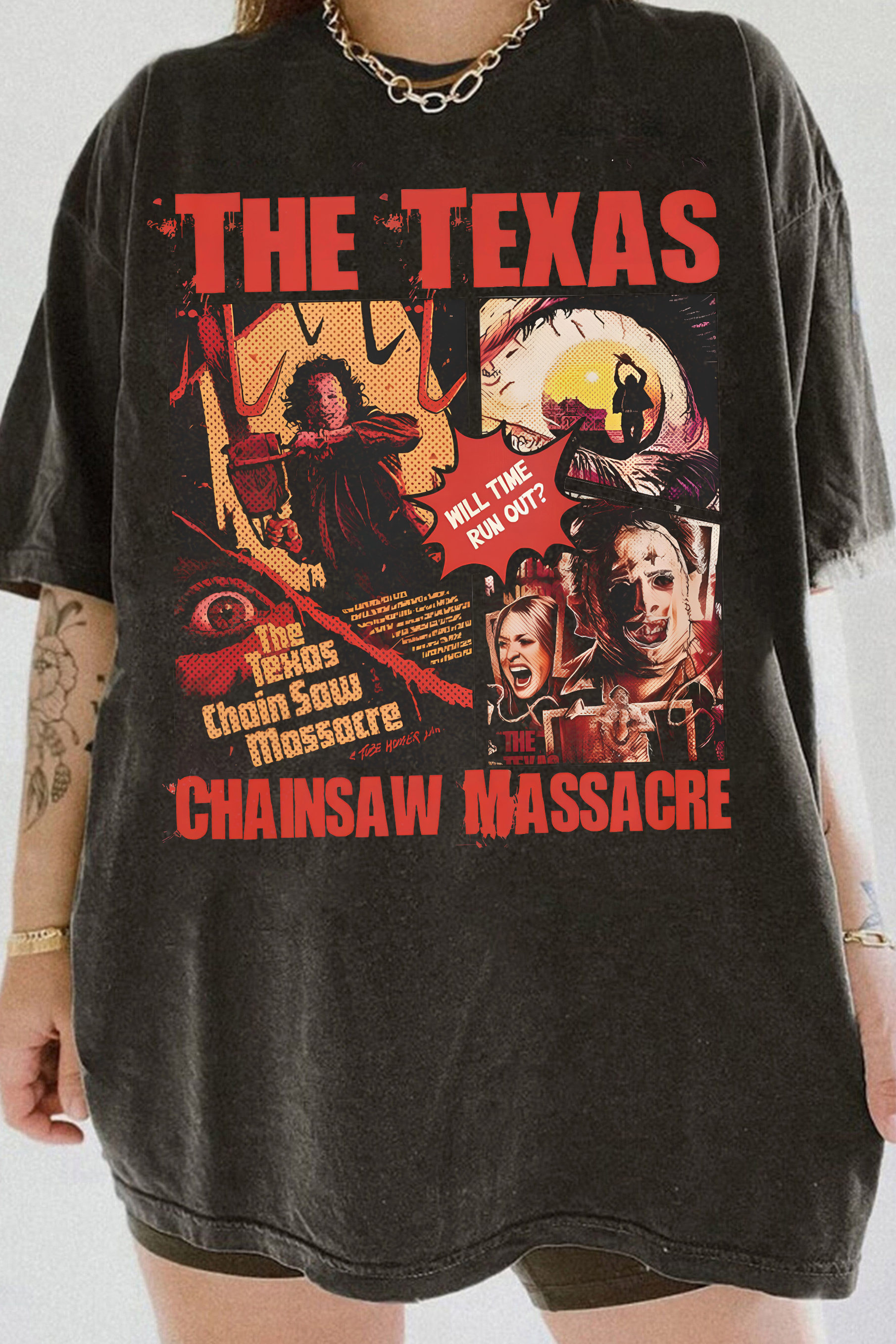 Texas Chainsaw Massacre Halloween Horror Comic Tee For Women