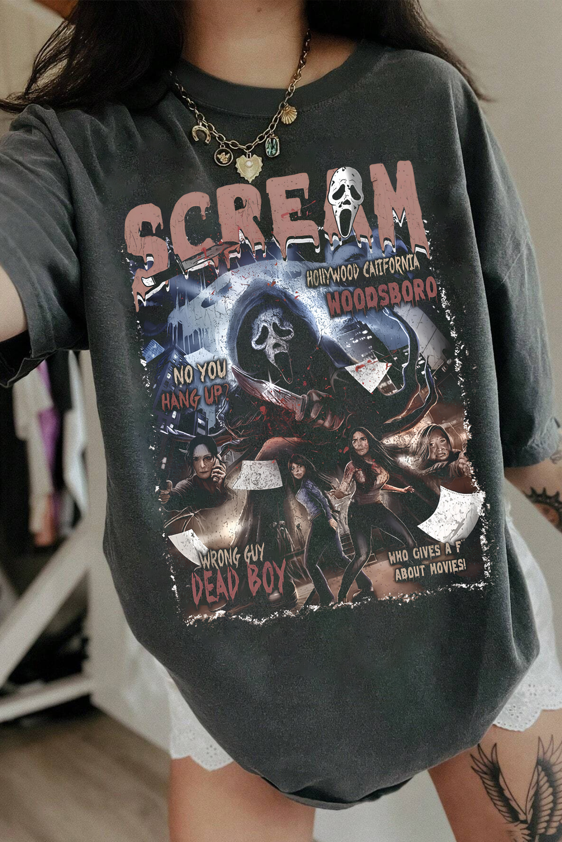 Scream Vintage Ghostface  Horror Movie Tee For Women