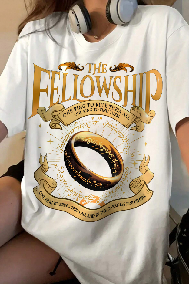 LOTR Middle Earth Gold  Ring Tee For Women