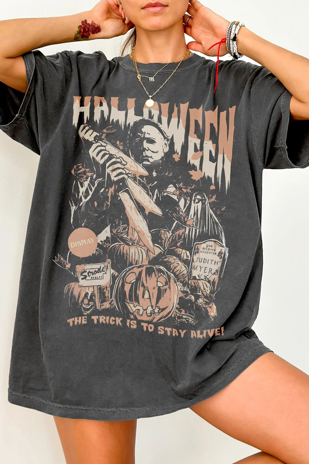 Vintage Michael Myers Halloween  Horror Movie  Tee For Women