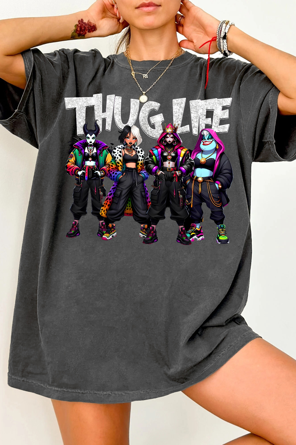 Thug Life Horror Movie Halloween Gangster Tee For Women 