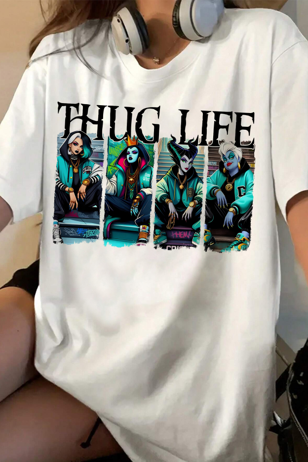 Halloween Villains Thug Life Bad Witches  Friends Horror Characters   Tee For Women