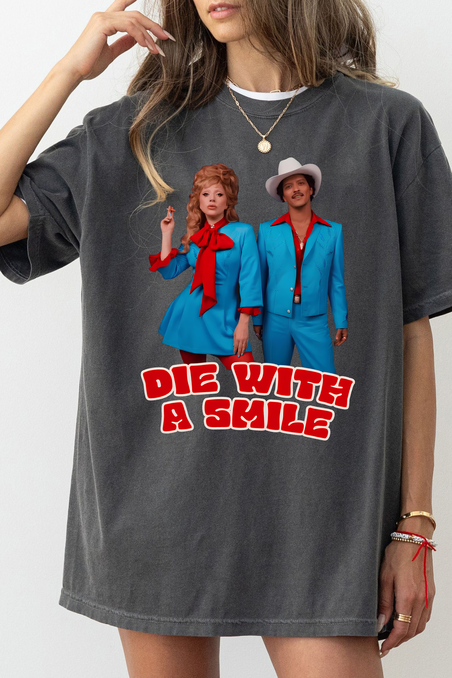Lady Gaga & Bruno Mars Die With A Smile   Tee For Women