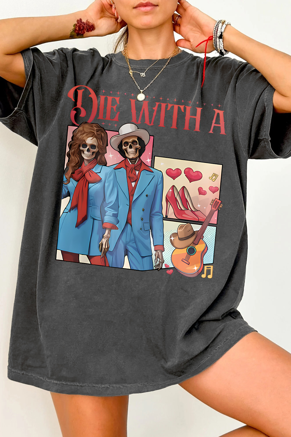 Die With A Smile  Skeleton Tee For Women  