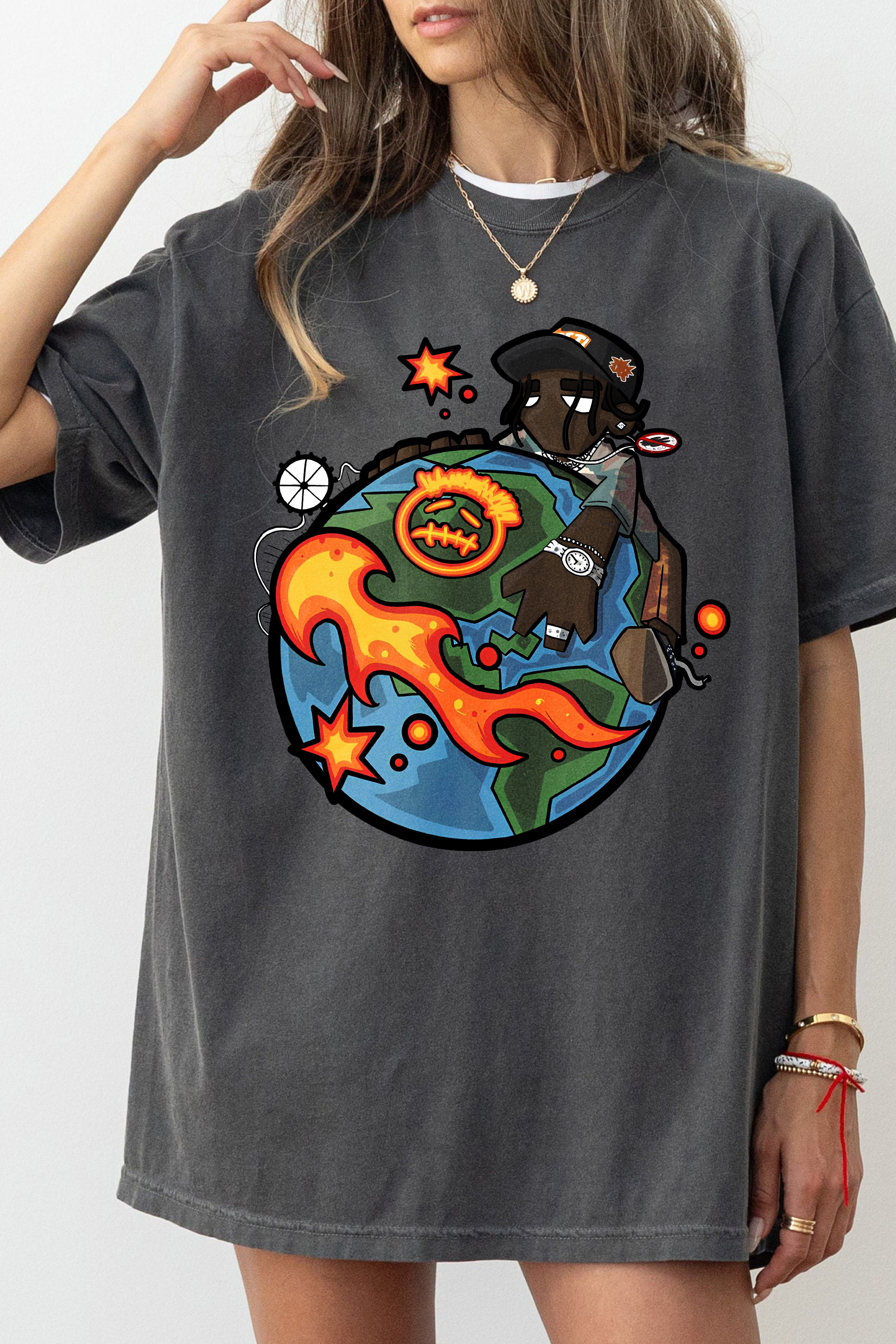 Travis Scott Cartoon  Character Tee For Women  