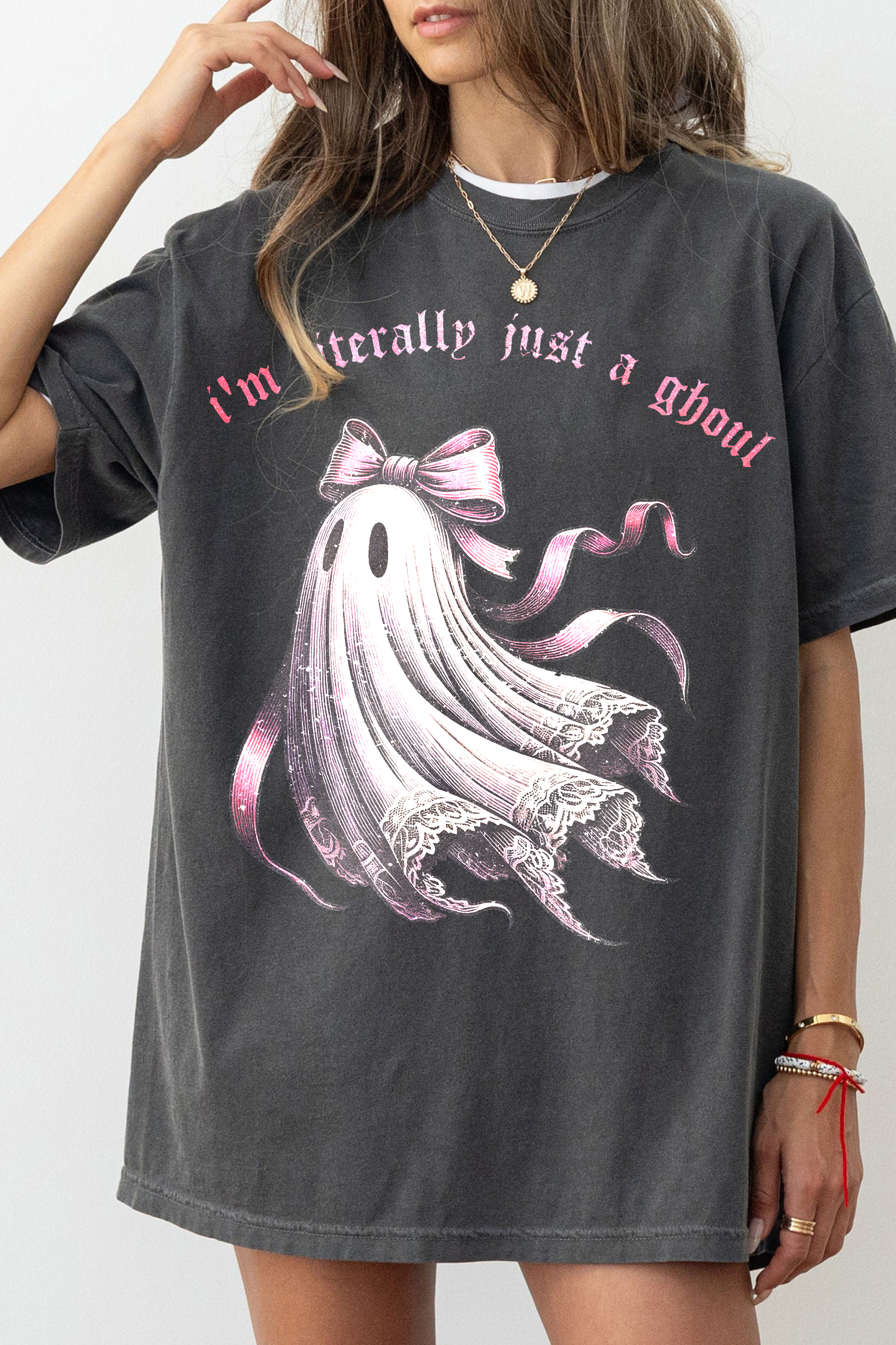 Just A Ghoul Coquette Halloween Tee For Women