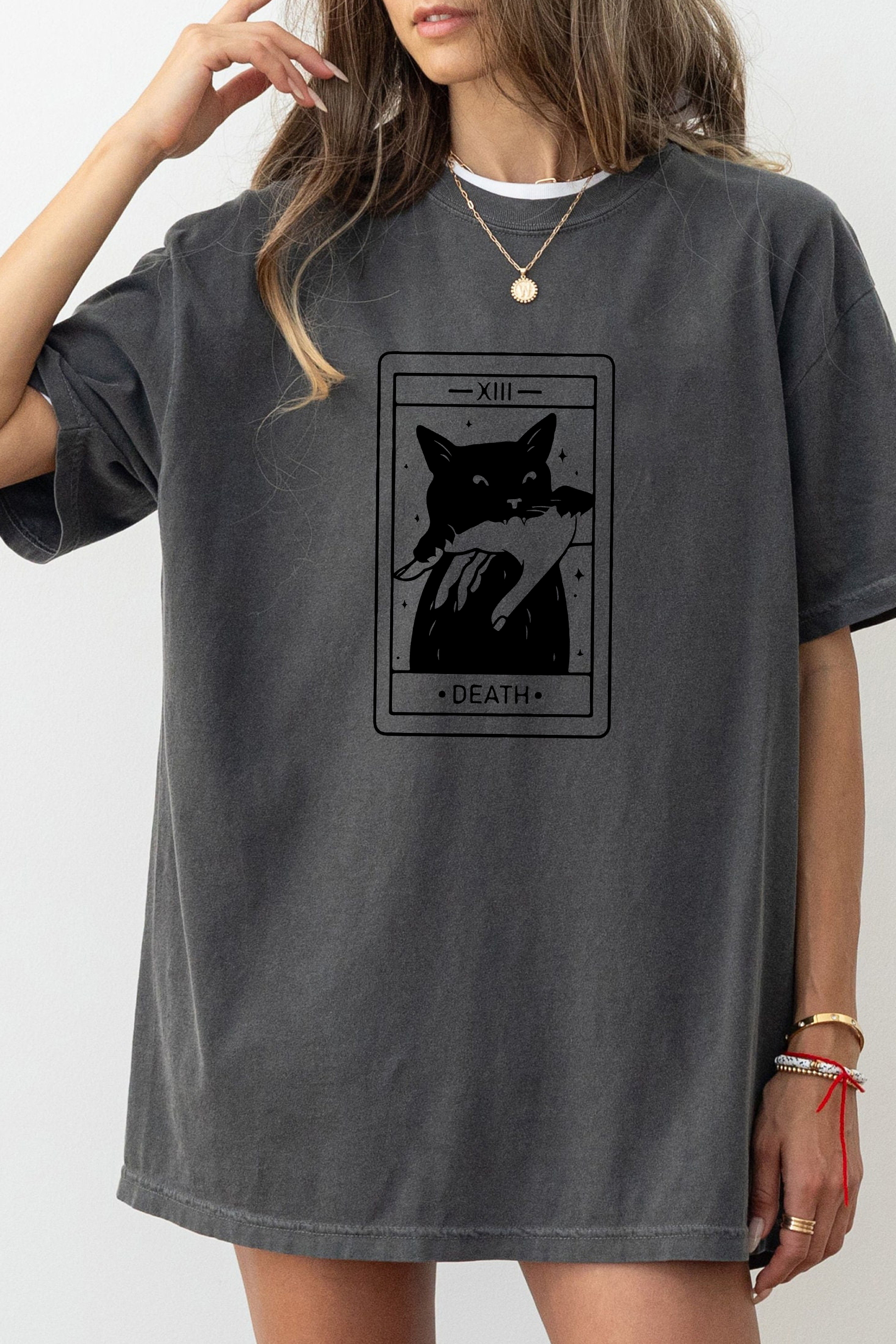 Black Cat Tarot Death   Tee For Women