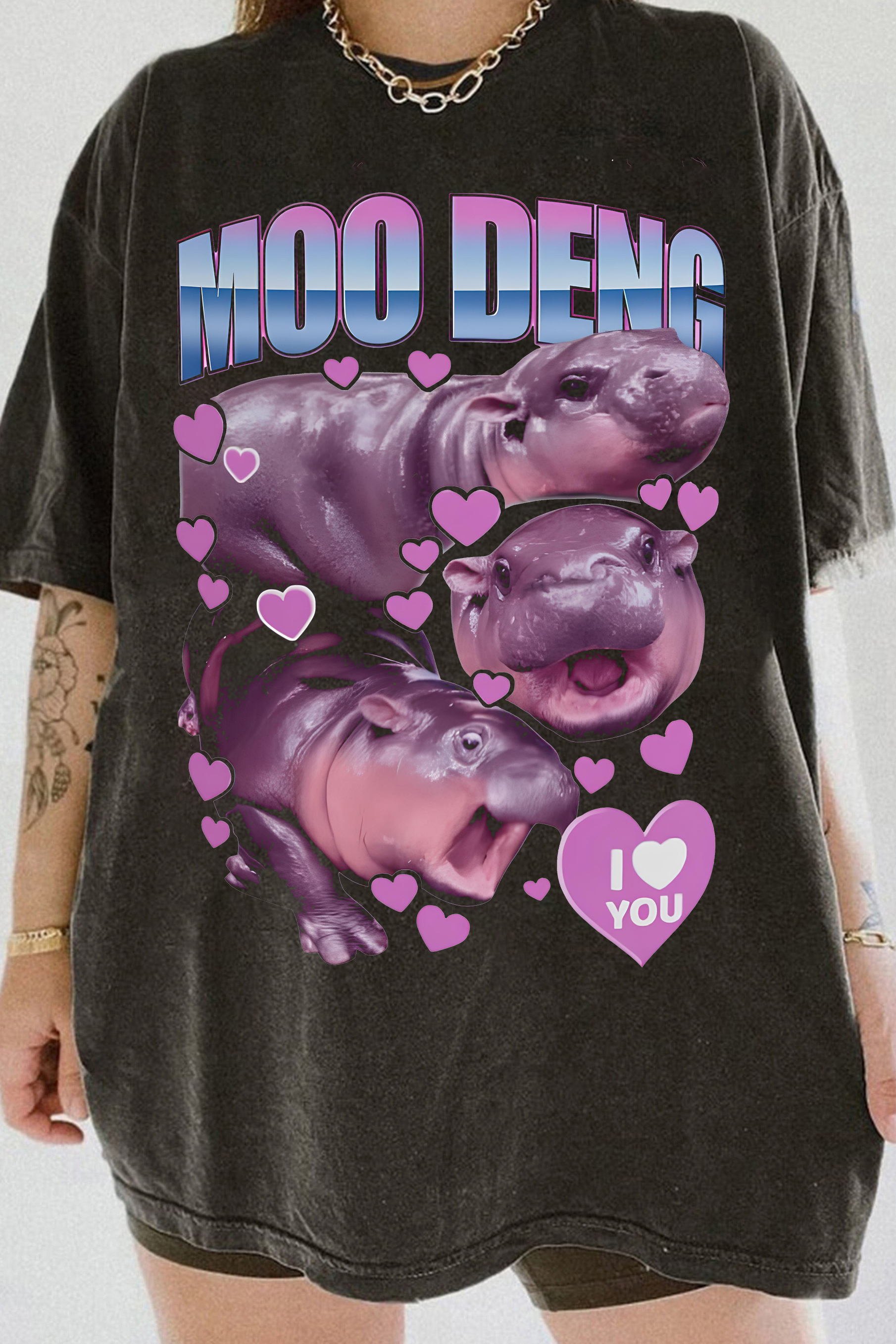 Hippo Star Moo Deng Tee For Women