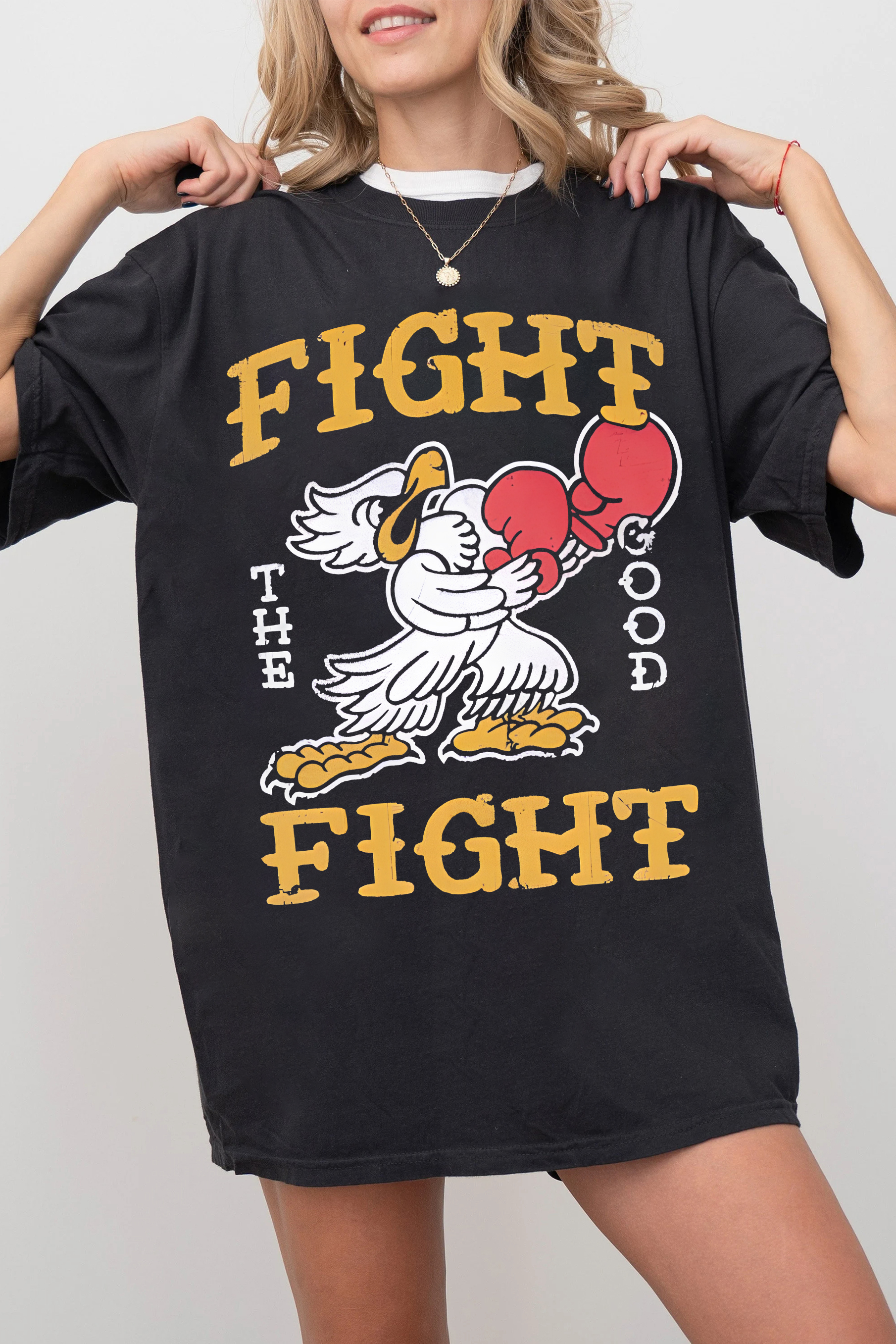 Fight The Good Fight Bird Boxing Tee For Women