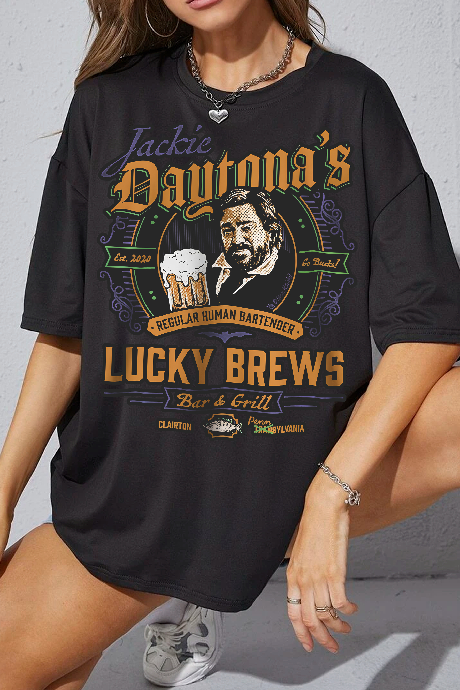 What We Do In The Shadows Jackie Daytona Regular Human Bartender Lucky Brews Retro Tee For Women