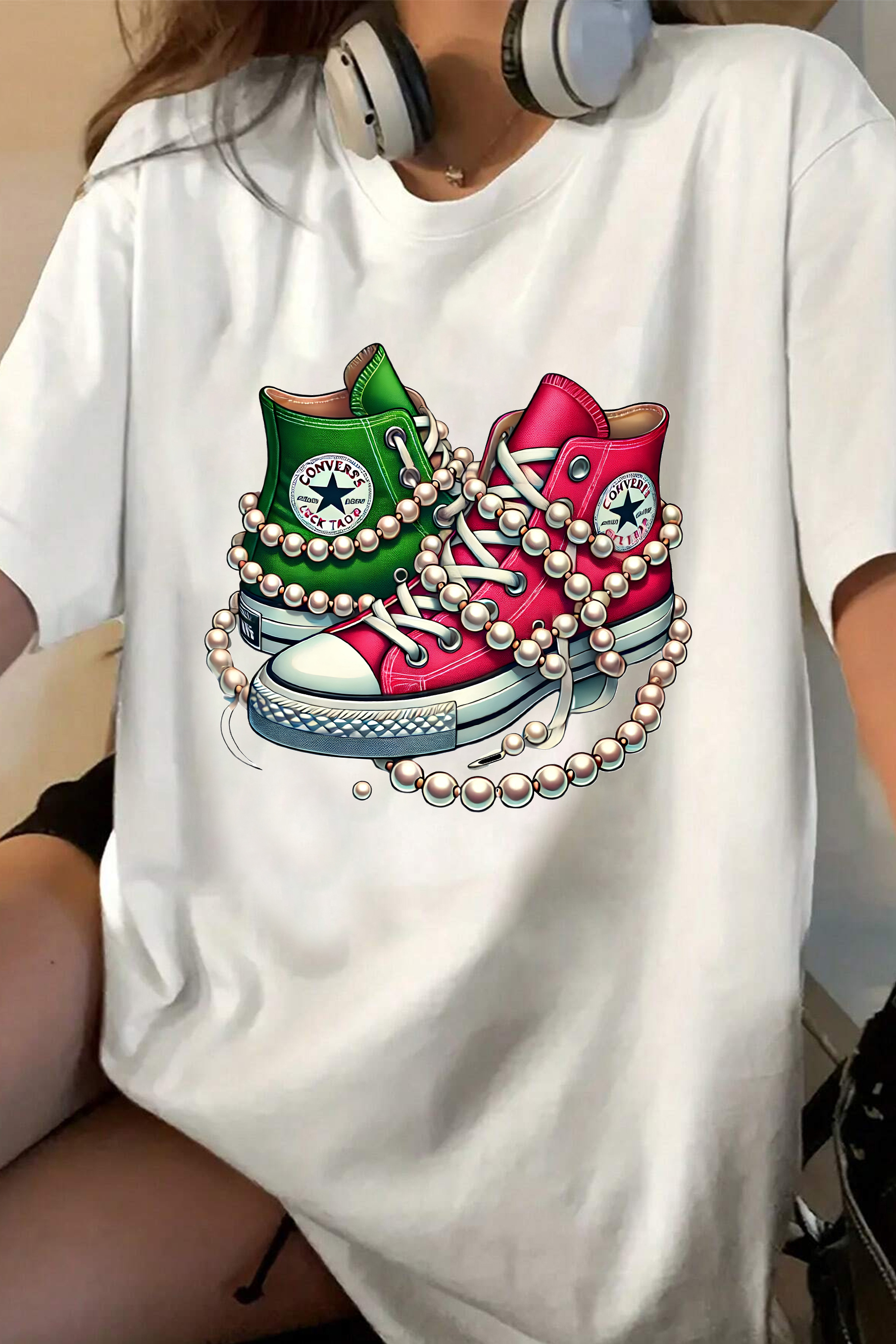 Chucks and Pearls Tee For Women