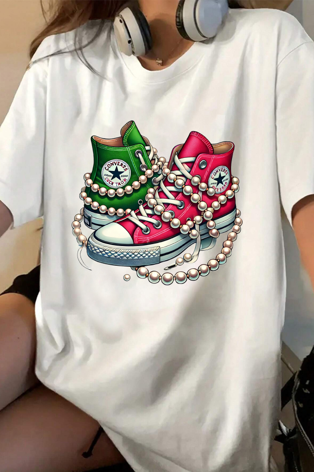Chucks and Pearls Tee For Women