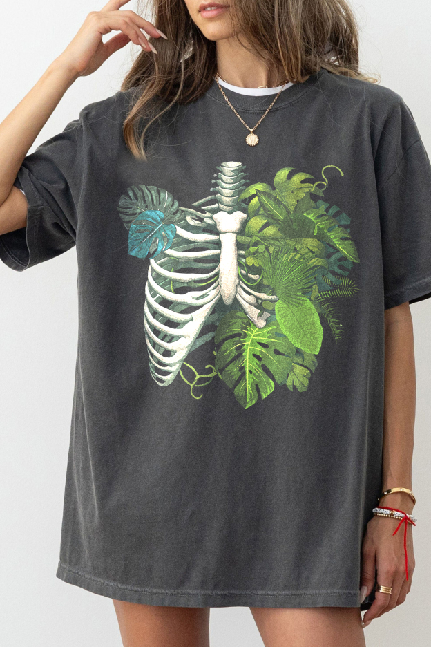 Skeleton Plant Body Tee For Women