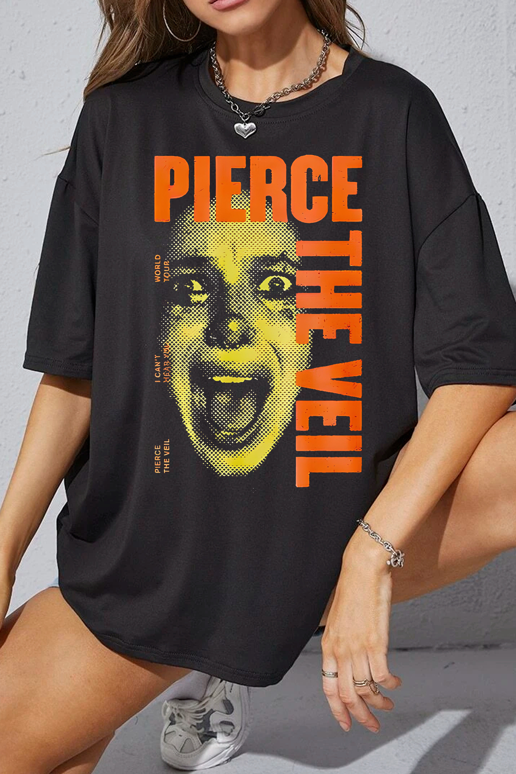 Pierce The Veil Screaming Lady I Cant Heart You World Tour Tee For Women