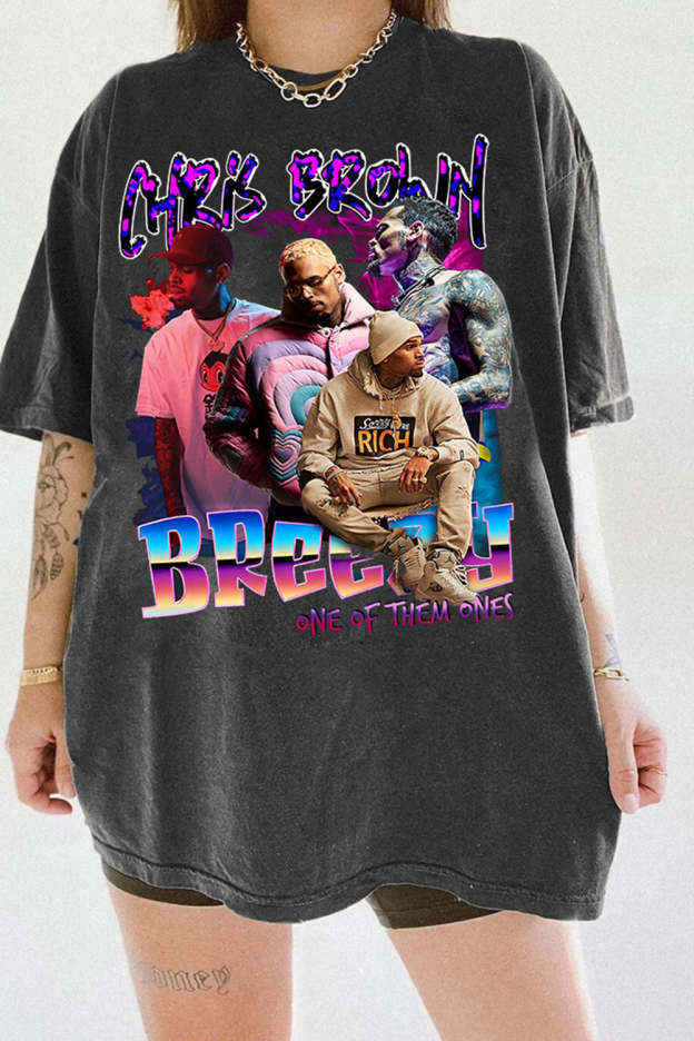 Vintage Chris Brown Graphic Tee For Women