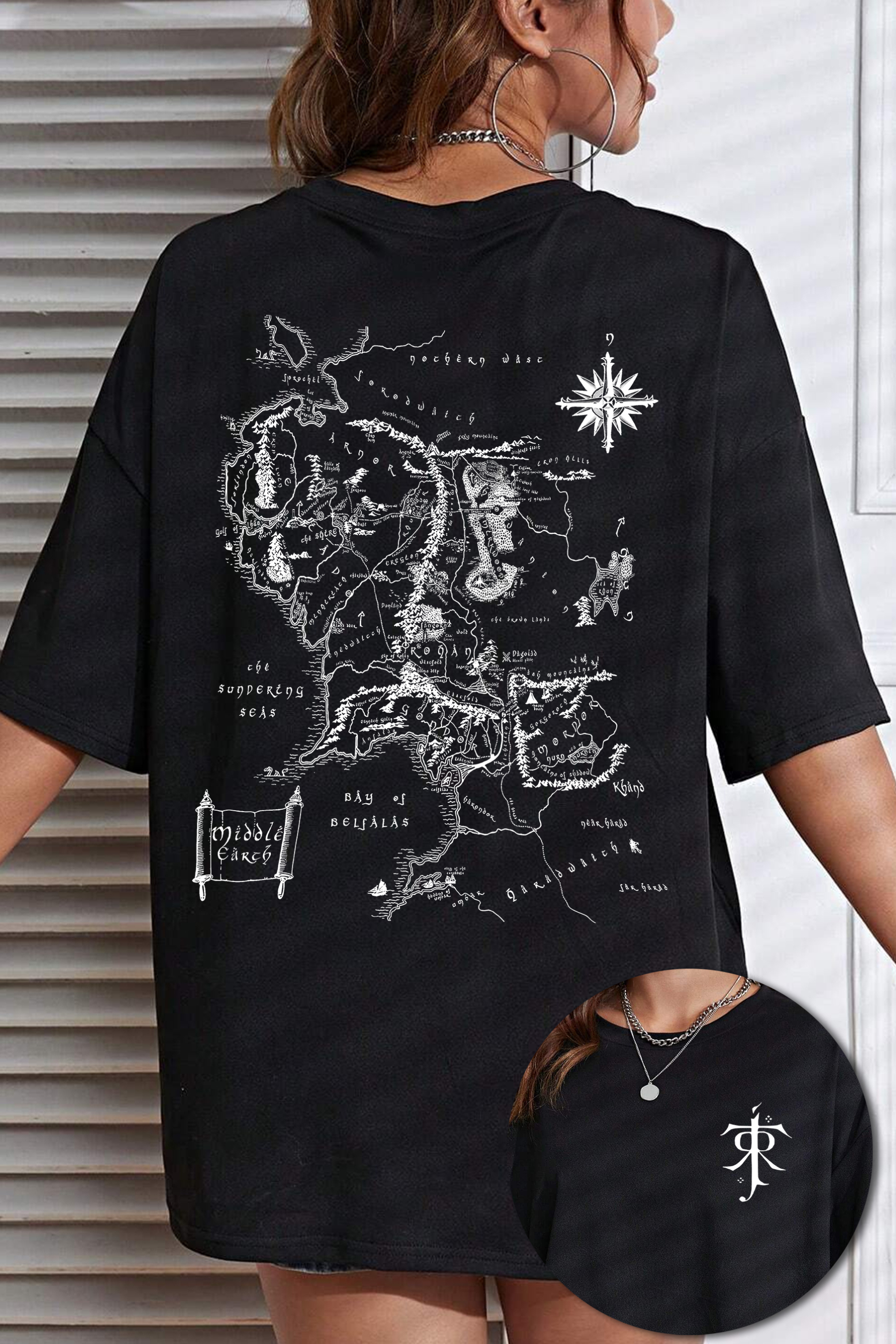 JRR Tolkien LOTR Middle Earth Map Tee For Women
