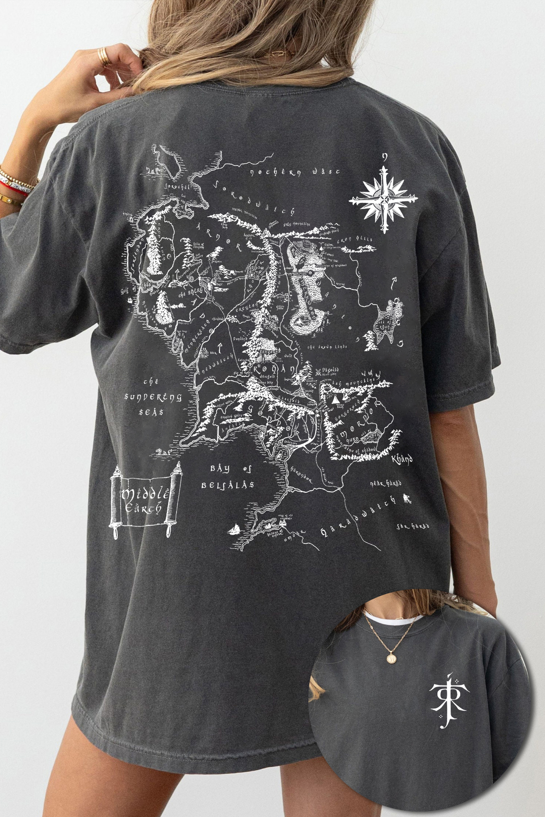 JRR Tolkien LOTR Middle Earth Map Tee For Women