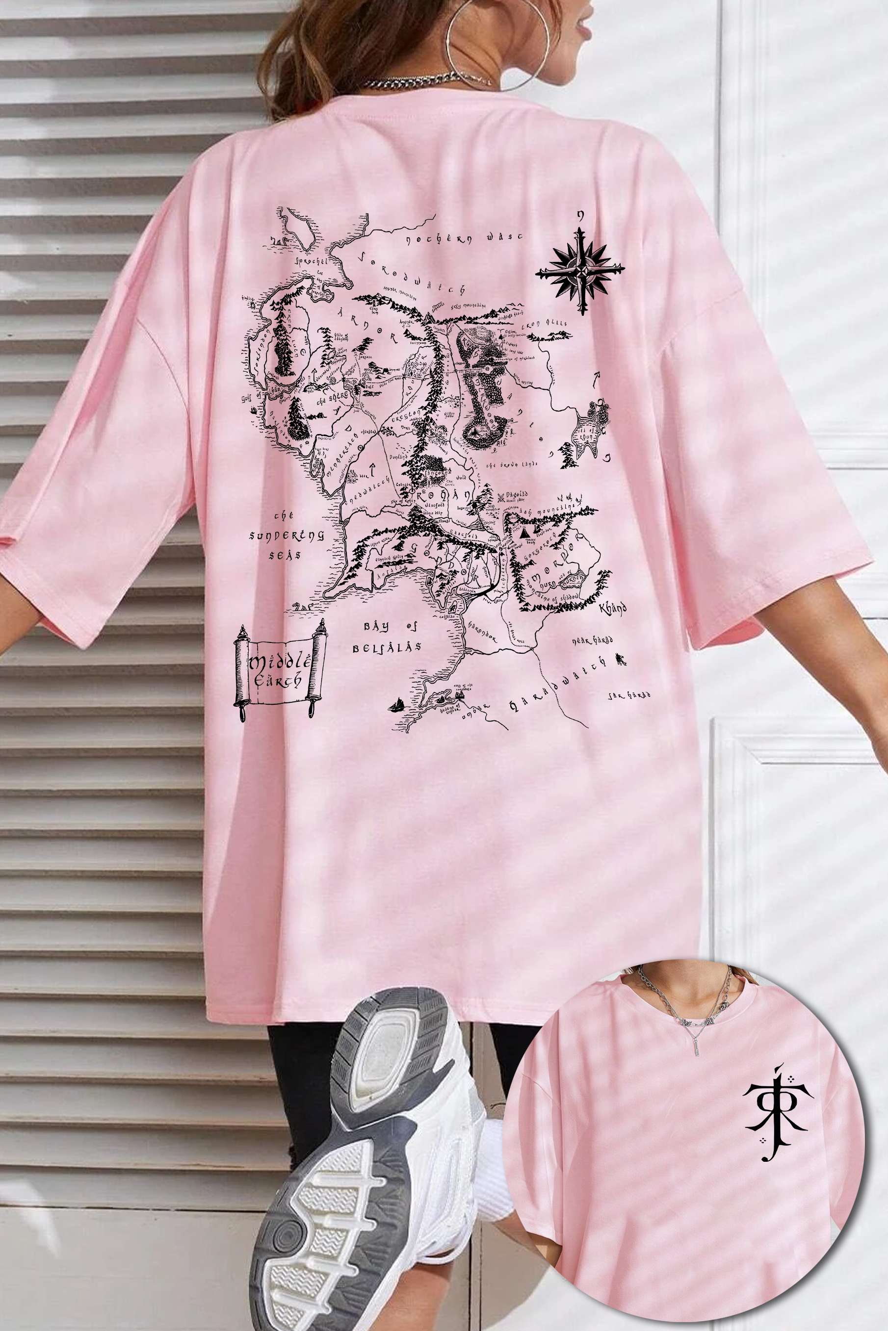 JRR Tolkien LOTR Middle Earth Map Tee For Women