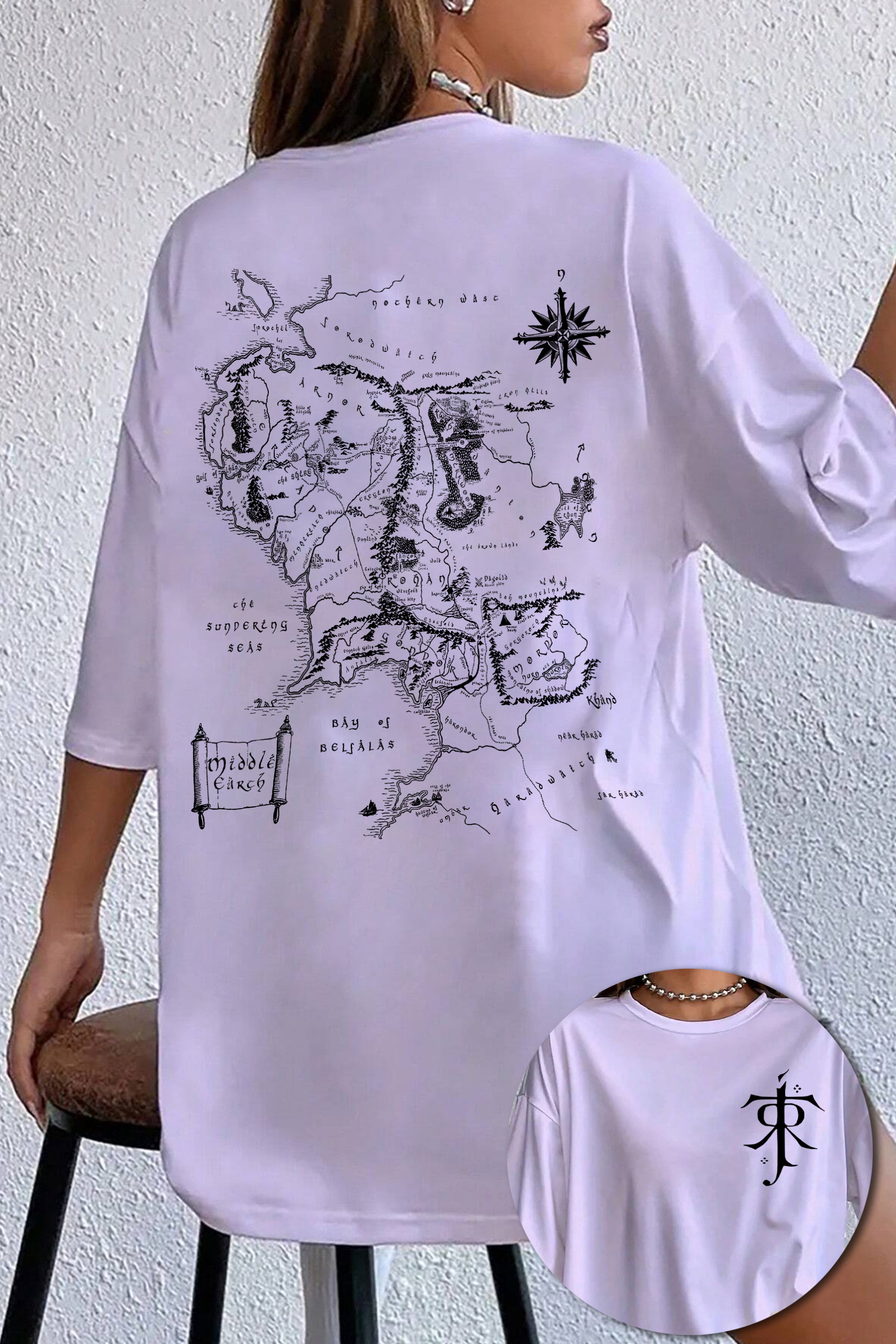 JRR Tolkien LOTR Middle Earth Map Tee For Women
