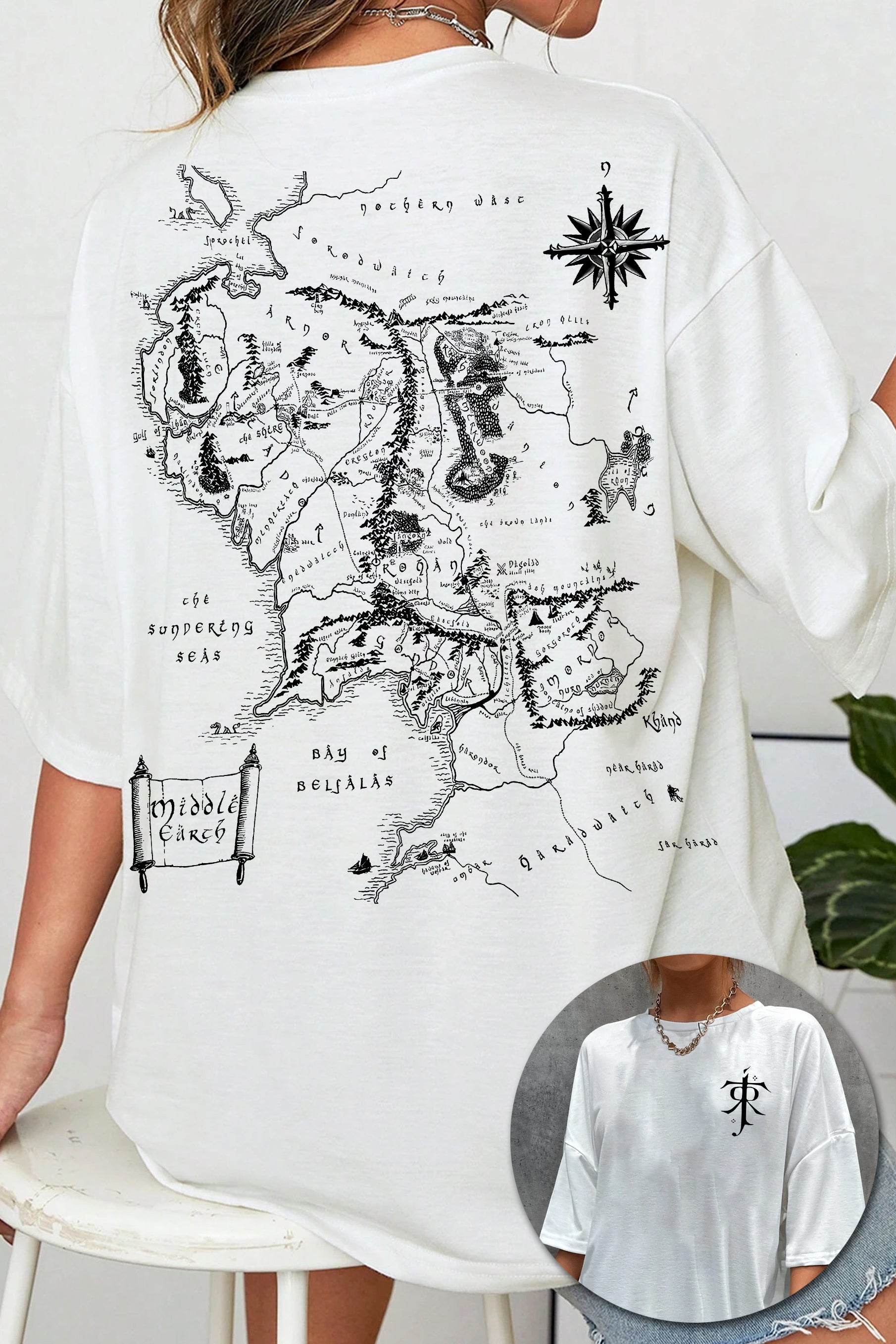 JRR Tolkien LOTR Middle Earth Map Tee For Women